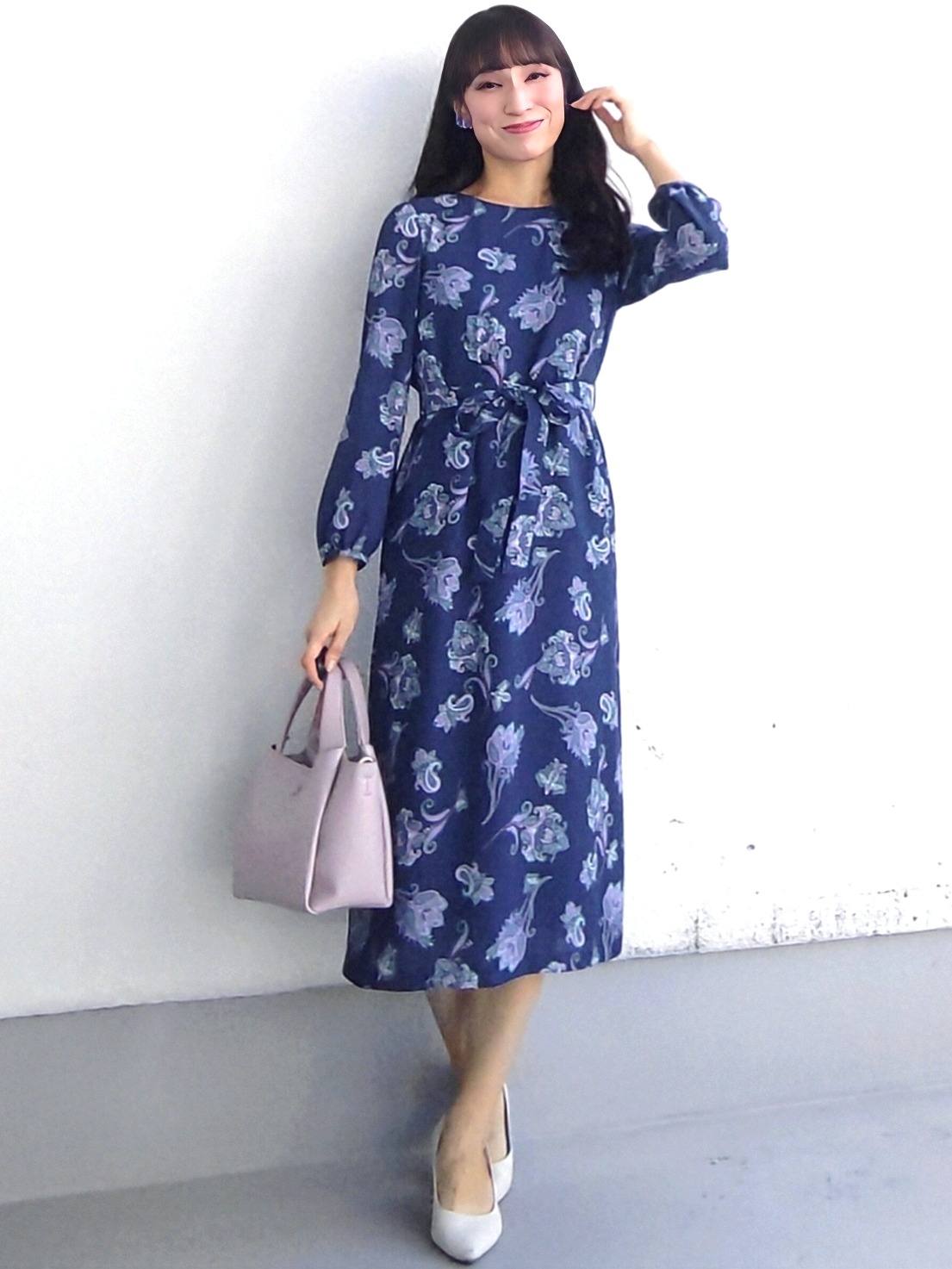keinaさんの「SunaUna｜【手洗い可／日本製】ペイズリー柄パフスリーブワンピース」を使ったコーディネート