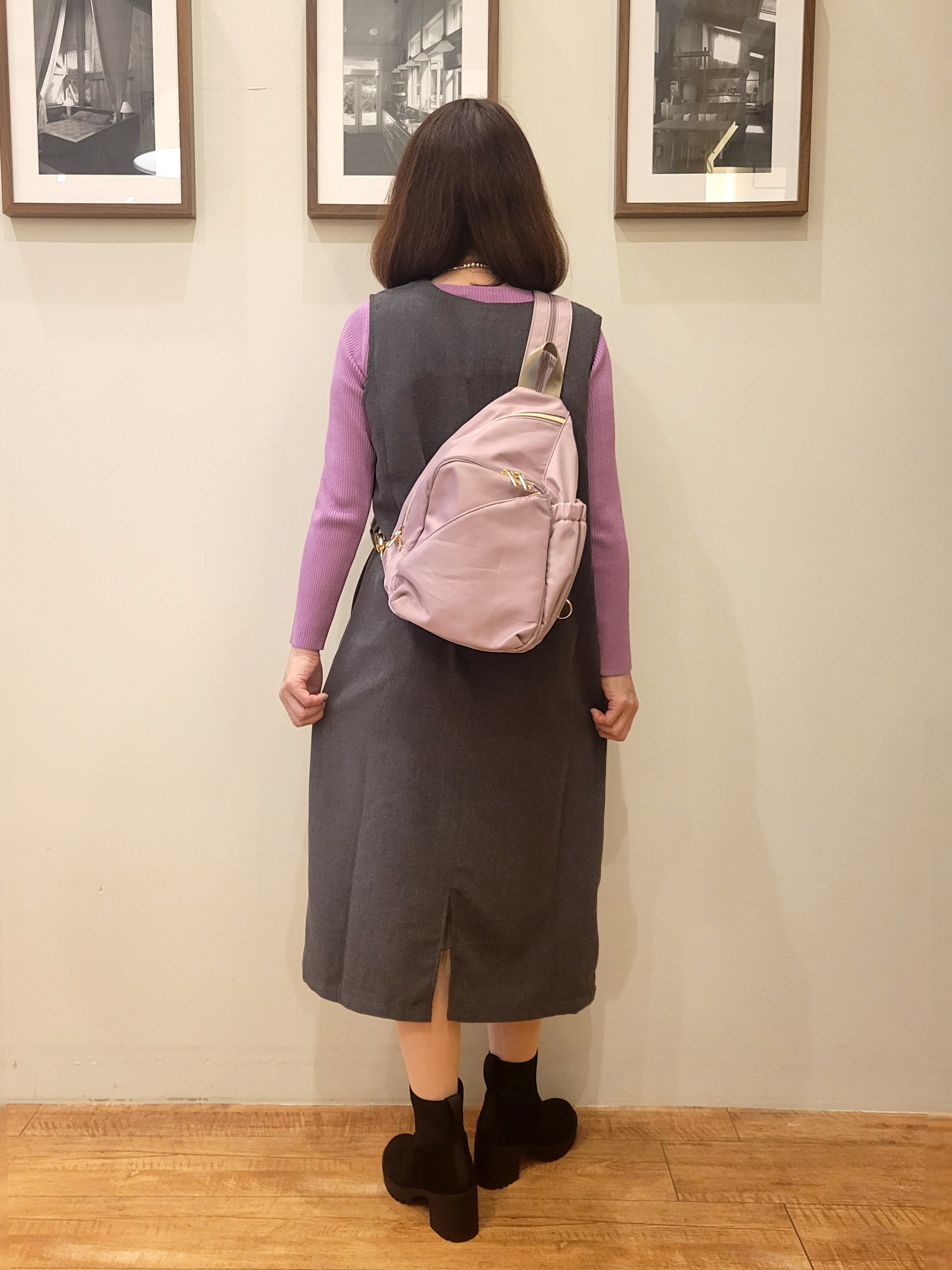 ユウさんの「SHOO･LA･RUE｜【洗濯機可/S-LL】ジャケット感覚で着られる バイカラーニットカーディガン」を使ったコーディネート