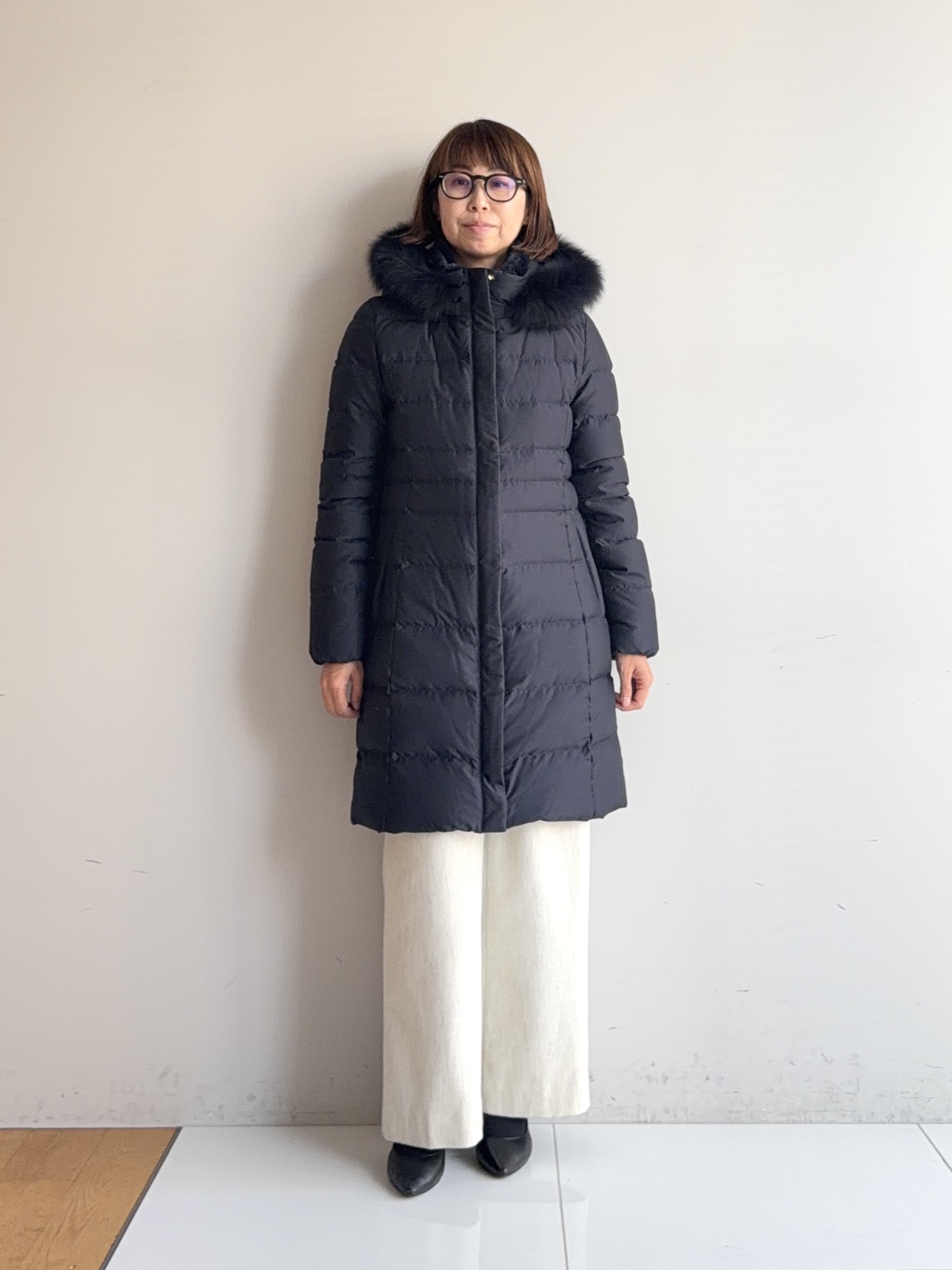 murayamaさんの「INDIVI｜【名品／撥水／抗菌防臭】ロング丈リサイクルダウンコート」を使ったコーディネート