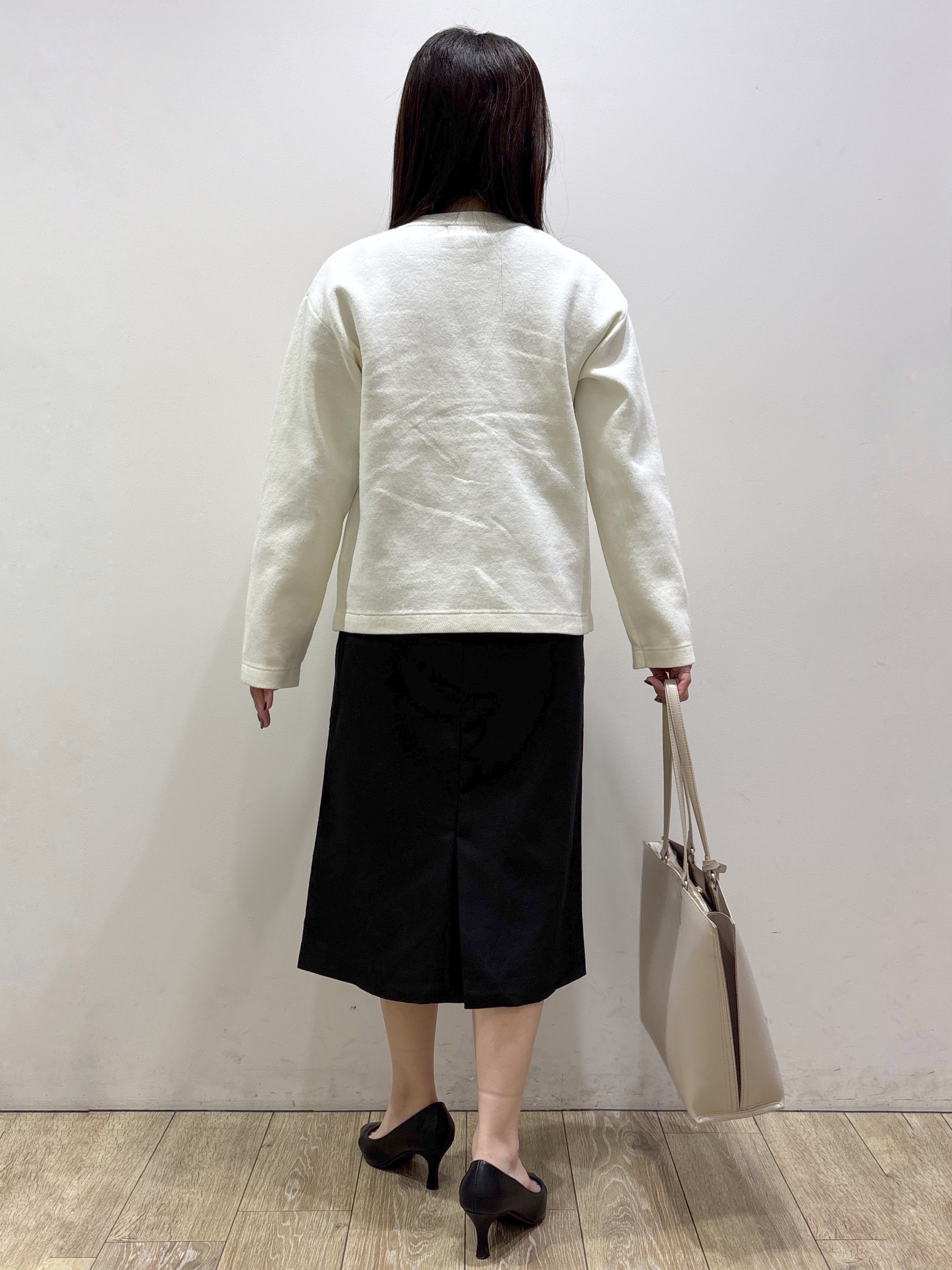 mameさんの「index｜【セットアップ可】ノーカラーミドルコーディガン《洗濯機OK》」を使ったコーディネート