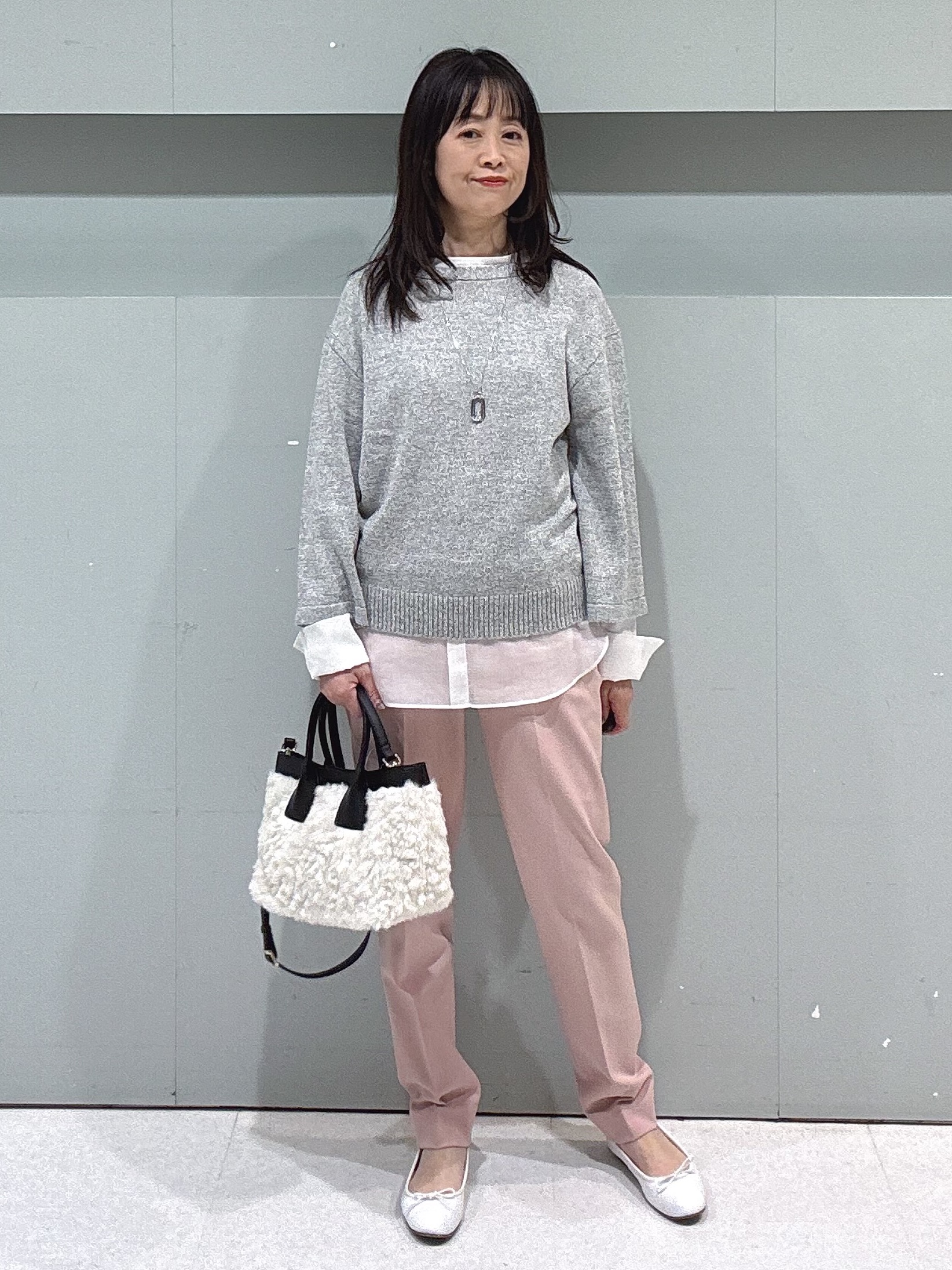 makiさんの「UNTITLED｜【アンサンブル可/手洗い可】杢調プルオーバーニット」を使ったコーディネート