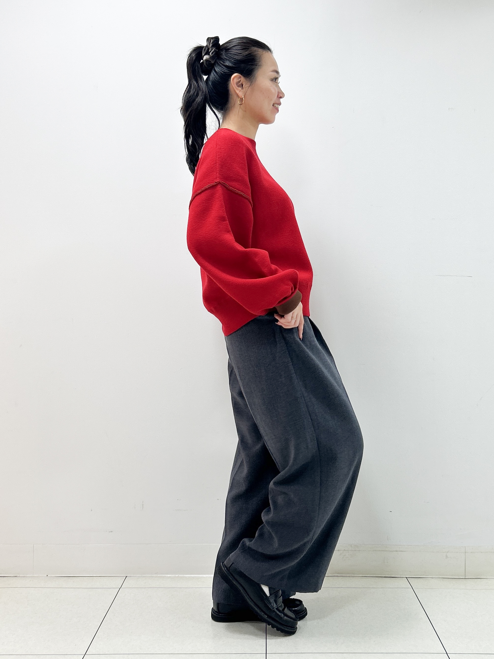 Kaiさんの「Dessin｜【2WAY/洗濯機OK/XS-L】配色リバーシブル コットンジャカード クルーネックニット」を使ったコーディネート