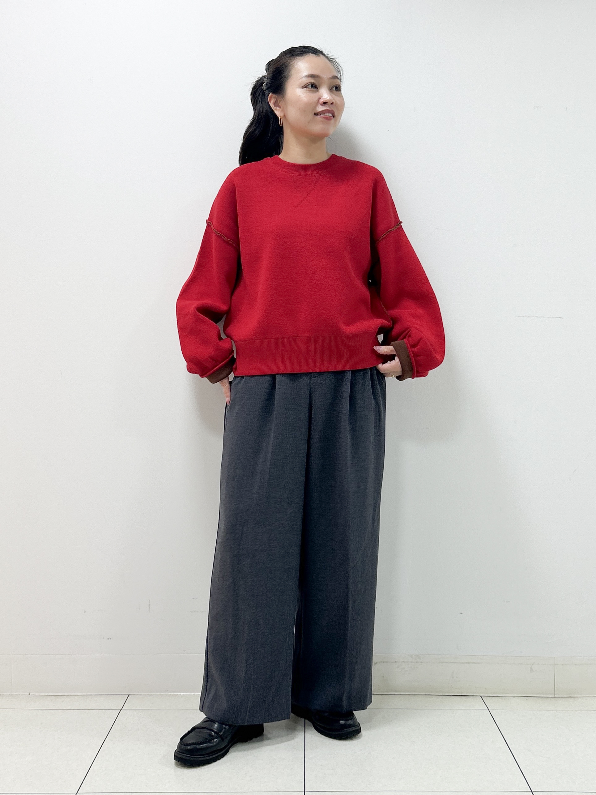 Kaiさんの「Dessin｜【2WAY/洗濯機OK/XS-L】配色リバーシブル コットンジャカード クルーネックニット」を使ったコーディネート