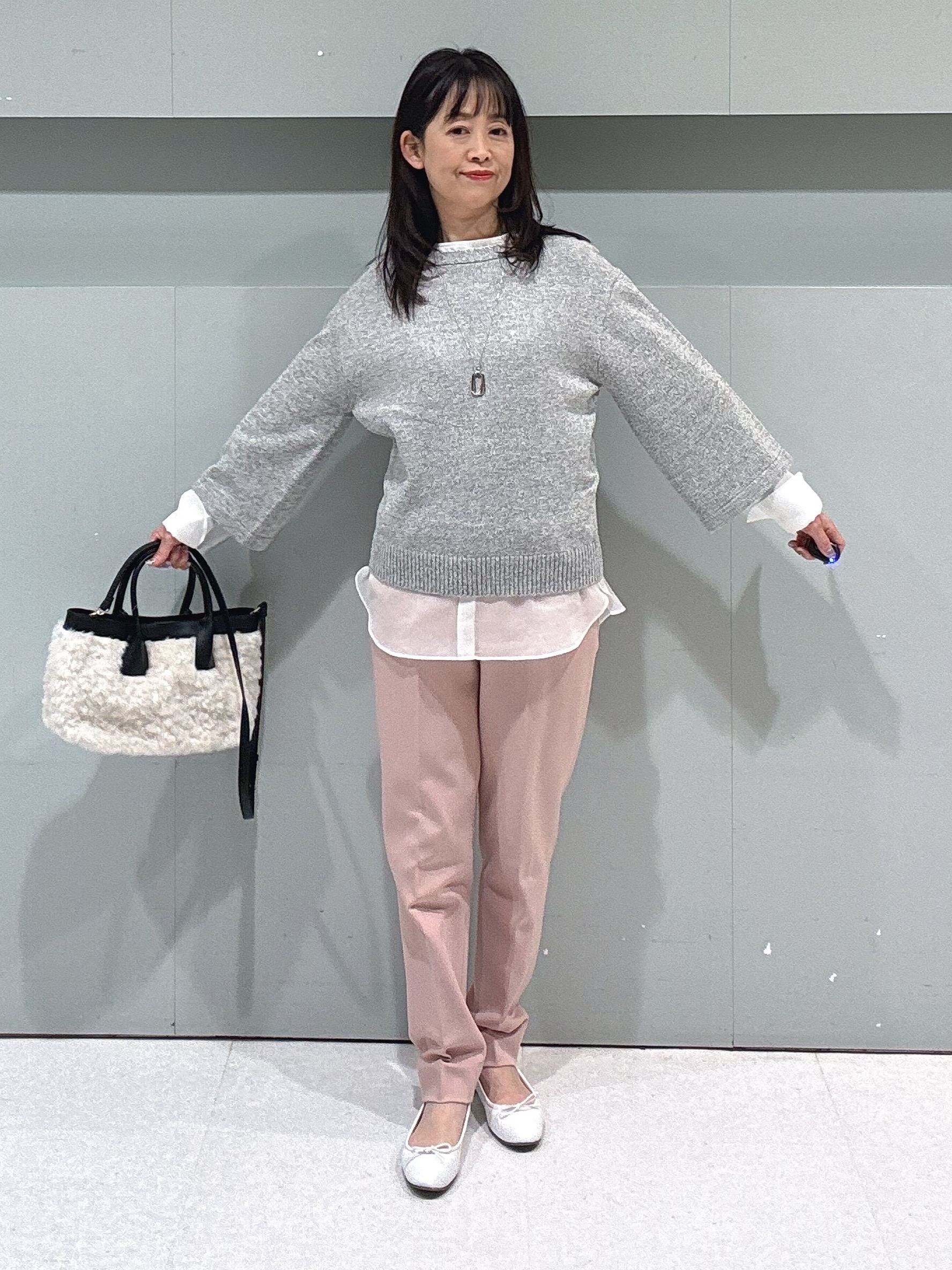 makiさんの「UNTITLED｜【アンサンブル可/手洗い可】杢調プルオーバーニット」を使ったコーディネート
