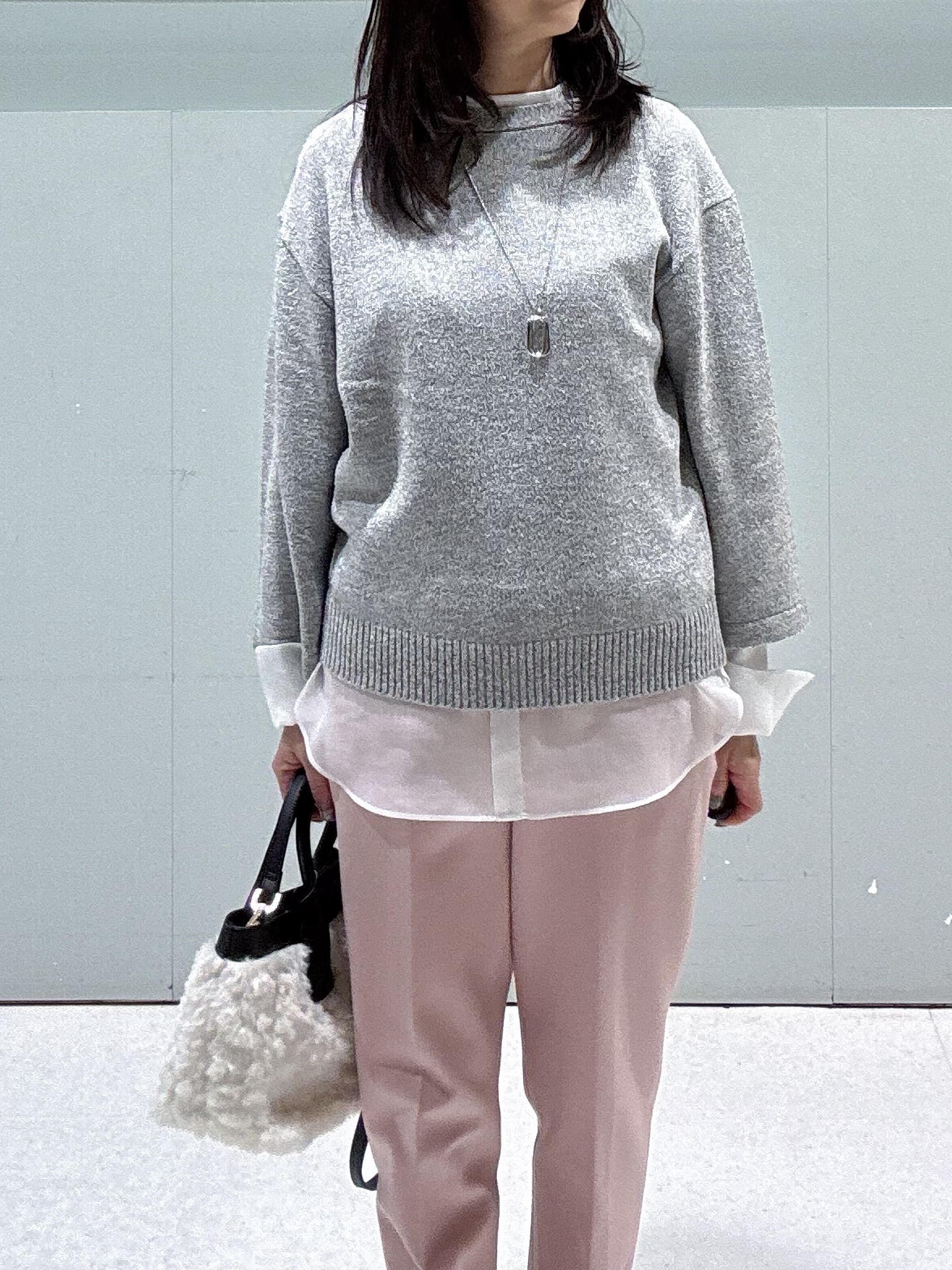 makiさんの「UNTITLED｜【アンサンブル可/手洗い可】杢調プルオーバーニット」を使ったコーディネート