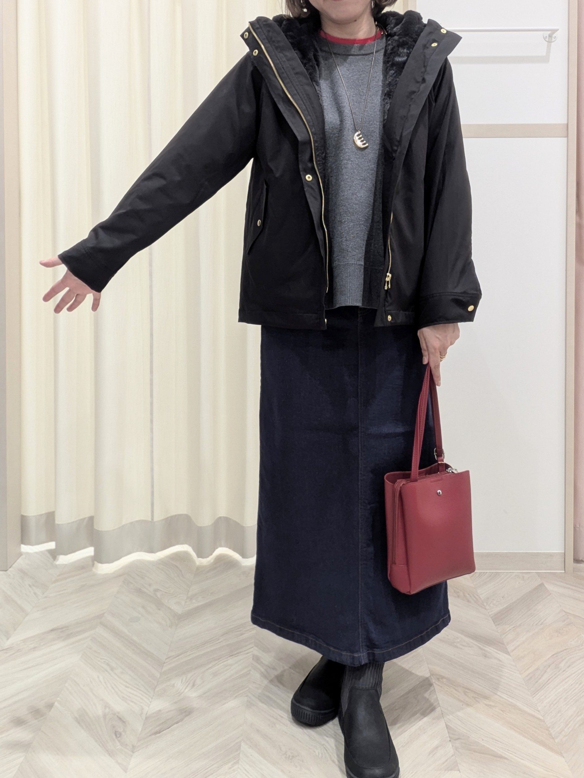 miyuさんの「SHOO･LA･RUE｜【洗濯機可/撥水/マルチWAY】ファーライナー付き 毎日欲張りマンパ」を使ったコーディネート
