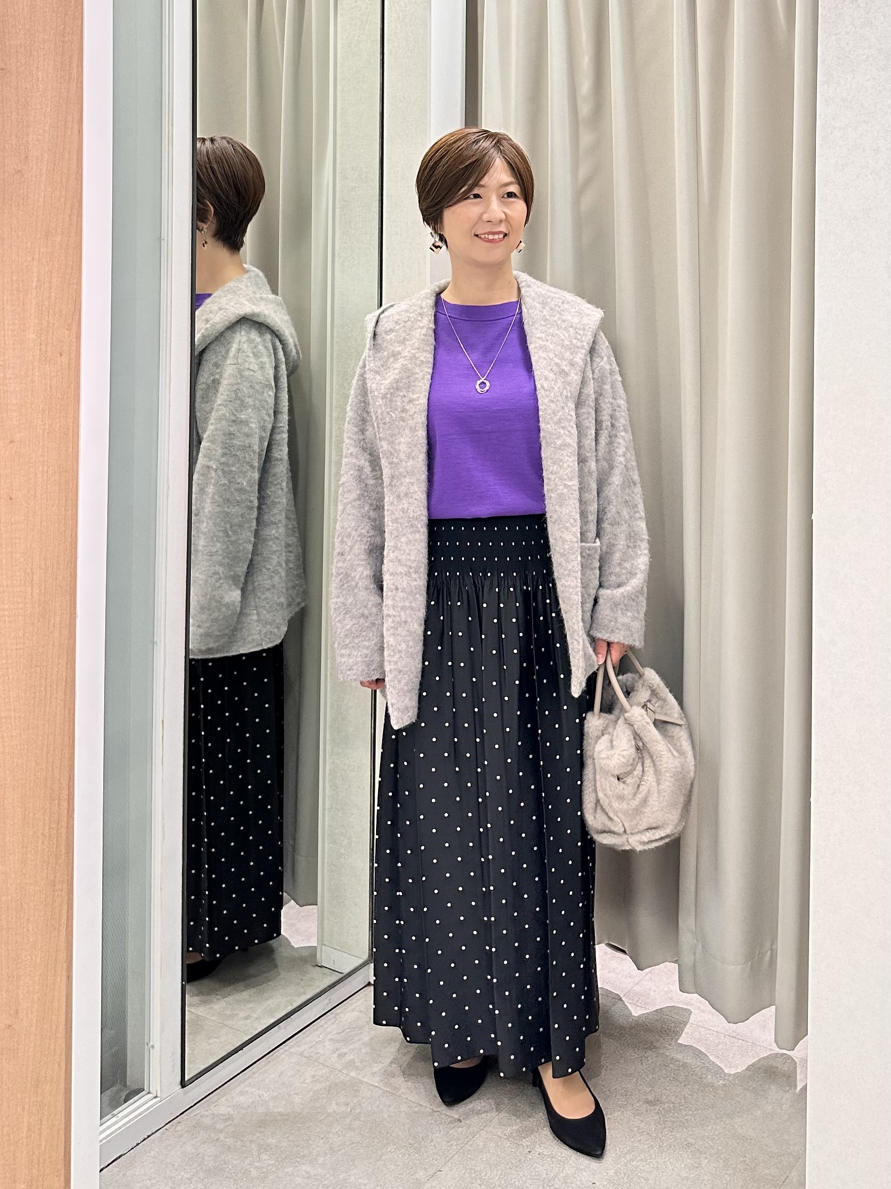 みなこさんの「UNTITLED｜【軽アウター/秋羽織り】シャギーフーディ―カーディガン」を使ったコーディネート