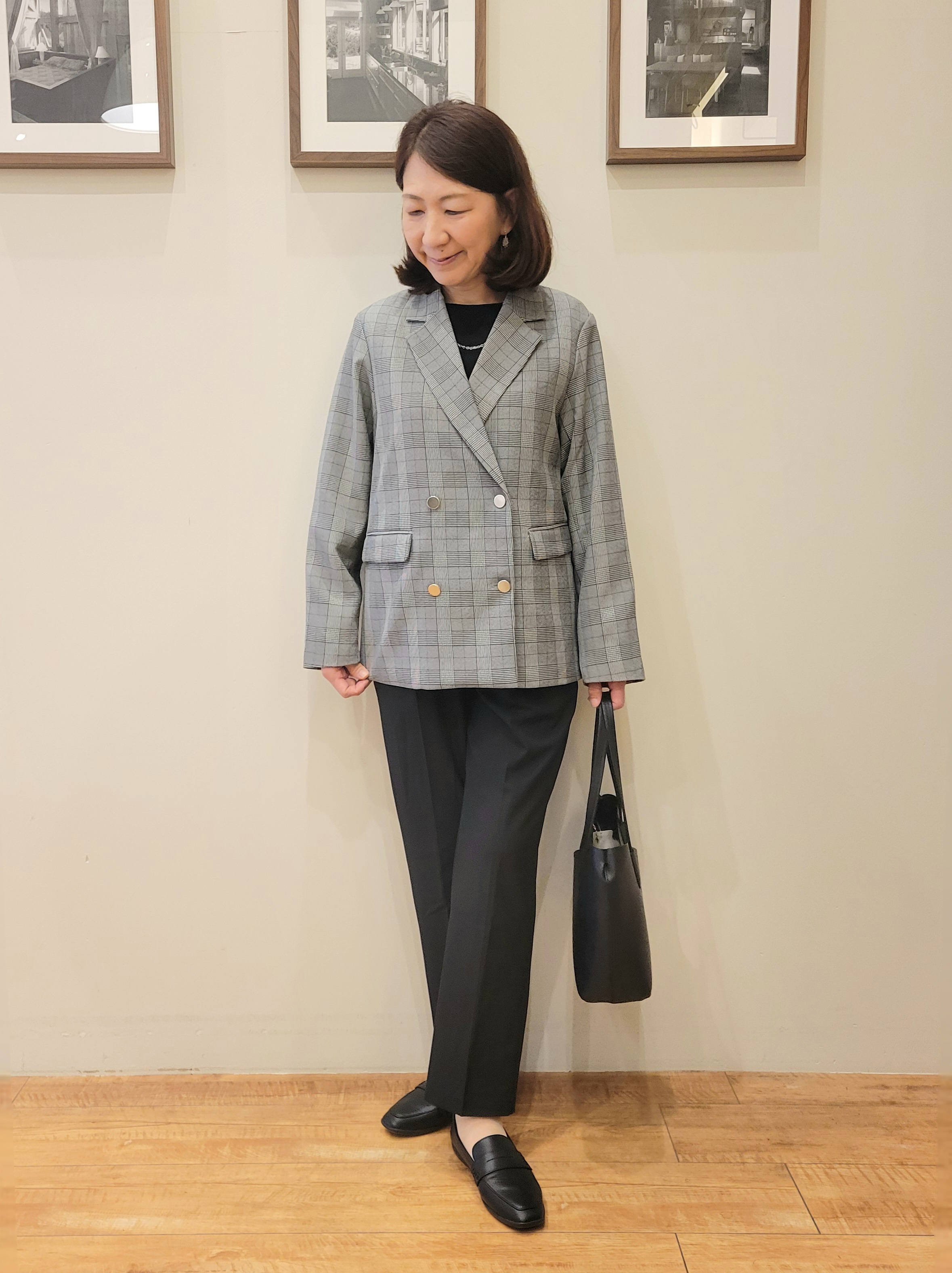 ユウさんの「SHOO･LA･RUE｜【セットアップ可/洗濯後しわになりにくい】ウールフィール ダブルジャケット」を使ったコーディネート