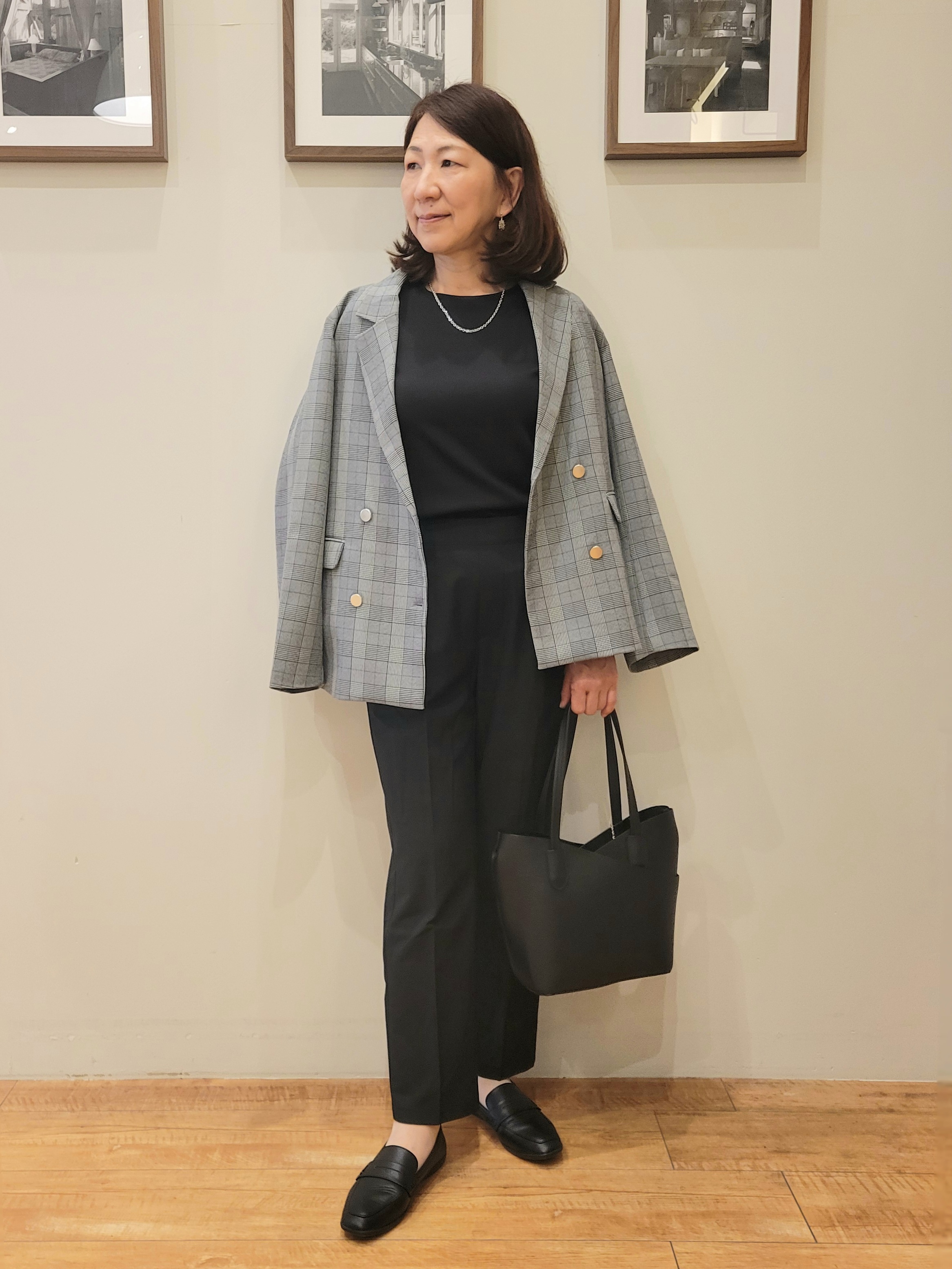 ユウさんの「SHOO･LA･RUE｜【セットアップ可/洗濯後しわになりにくい】ウールフィール ダブルジャケット」を使ったコーディネート