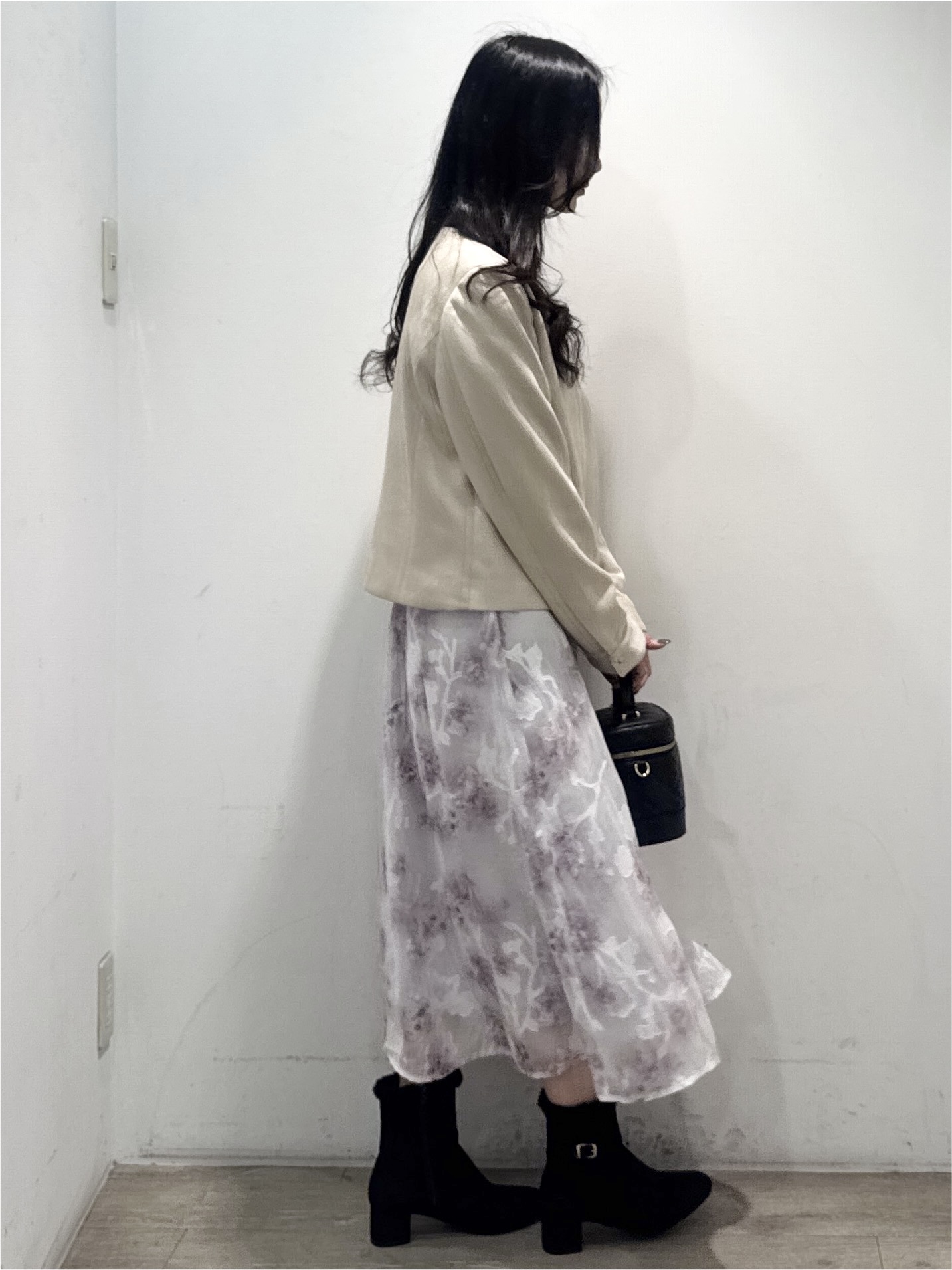 yuicciさんの「OPAQUE.CLIP｜【洗える】レザー調／スウェード風ノーカラーブルゾン」を使ったコーディネート