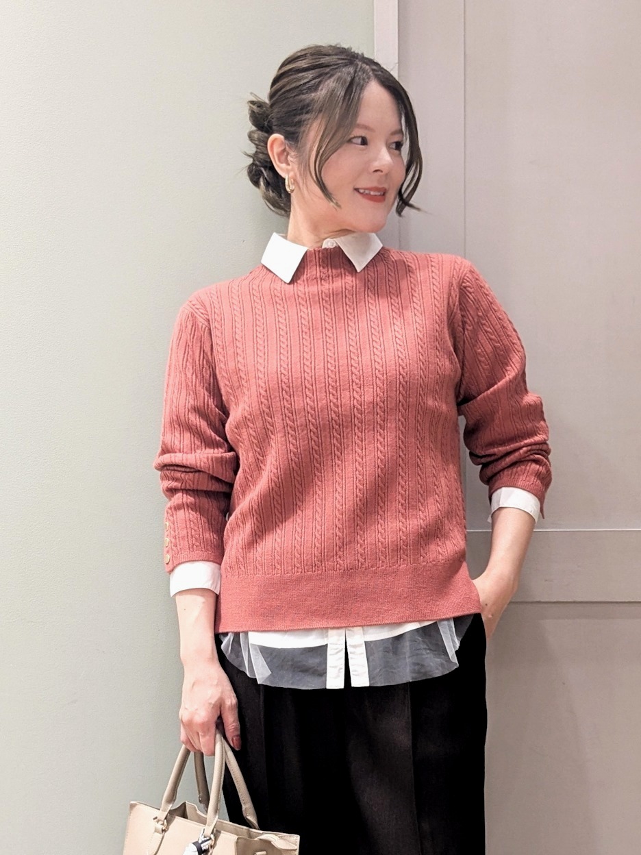 kuwawaさんの「grove｜【毛玉軽減】すっきり美人見え ケーブルニット」を使ったコーディネート