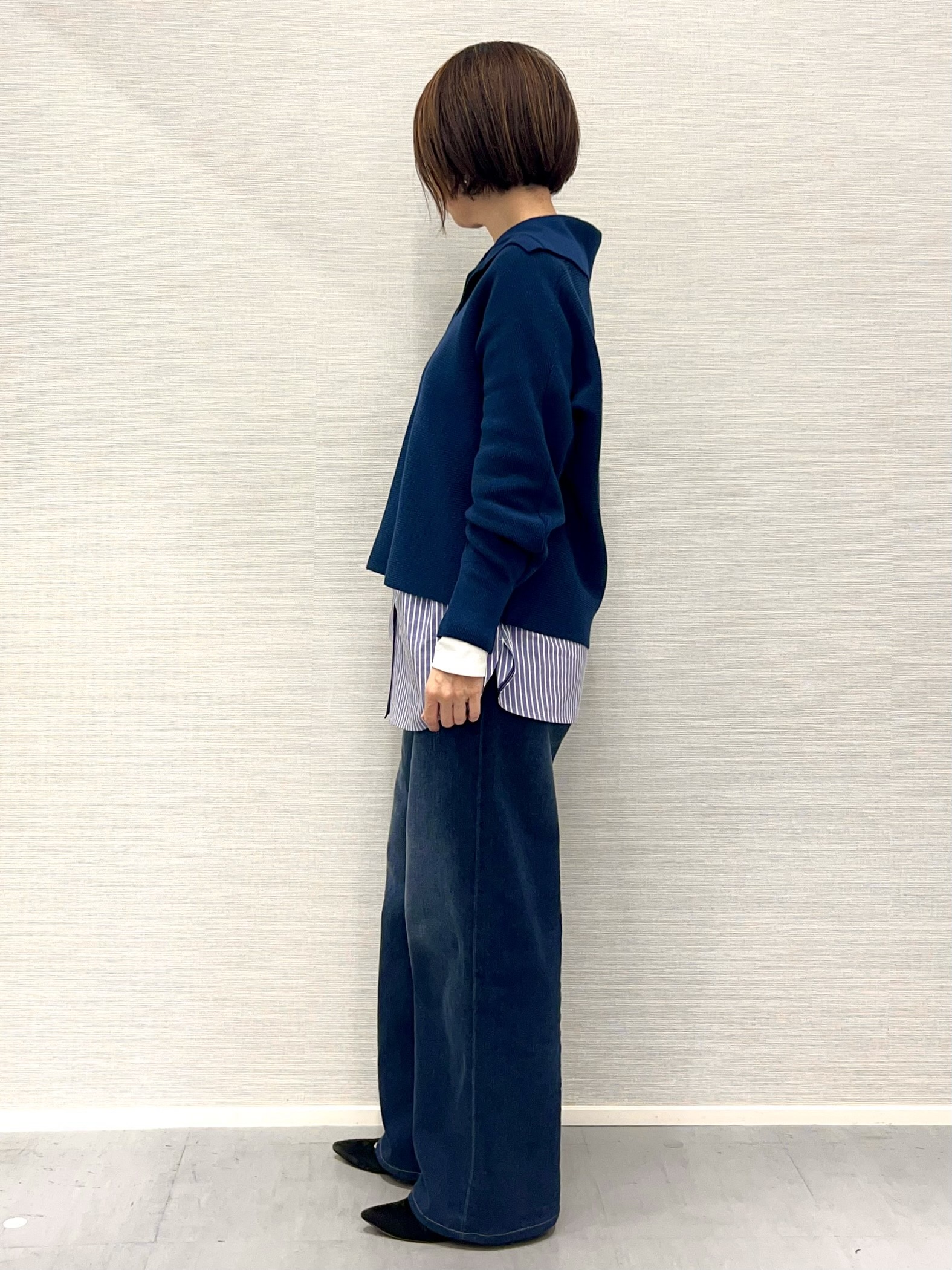 Shinakoさんの「UNTITLED｜【ウール混／クロップド丈】畦編みスキッパー衿ニット」を使ったコーディネート