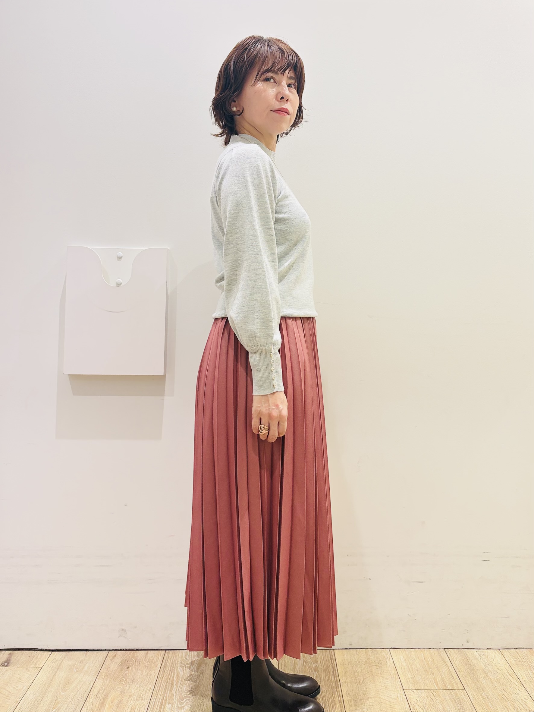 YUKOさんの「index｜カシミヤタッチハイネックニット【洗濯機OK／抗ピリング】」を使ったコーディネート