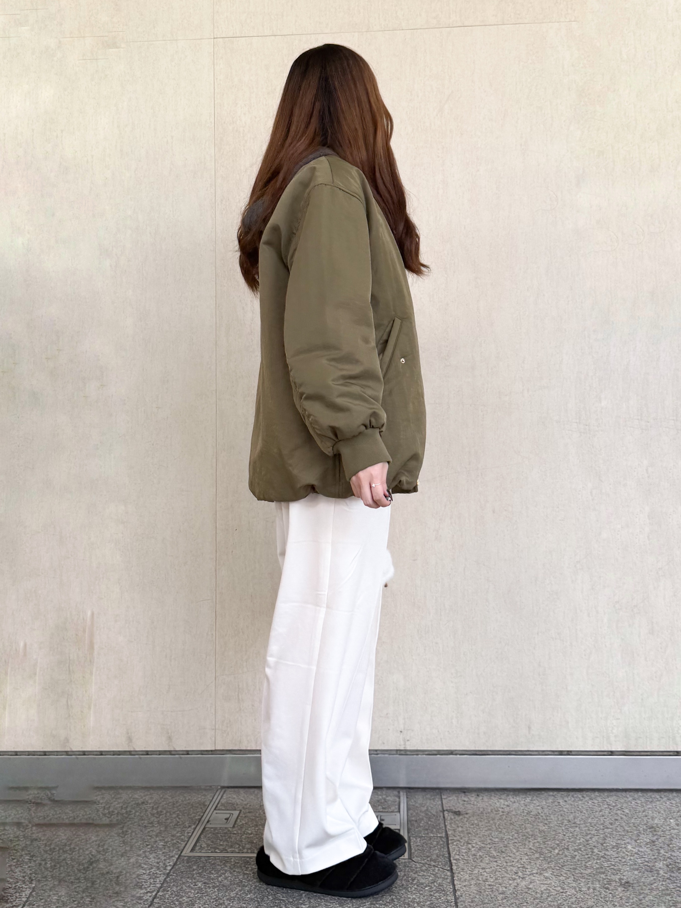 周 彩未さんの「OPAQUE.CLIP｜【保温中綿／撥水】ミドルMA－1《洗濯機OK》」を使ったコーディネート