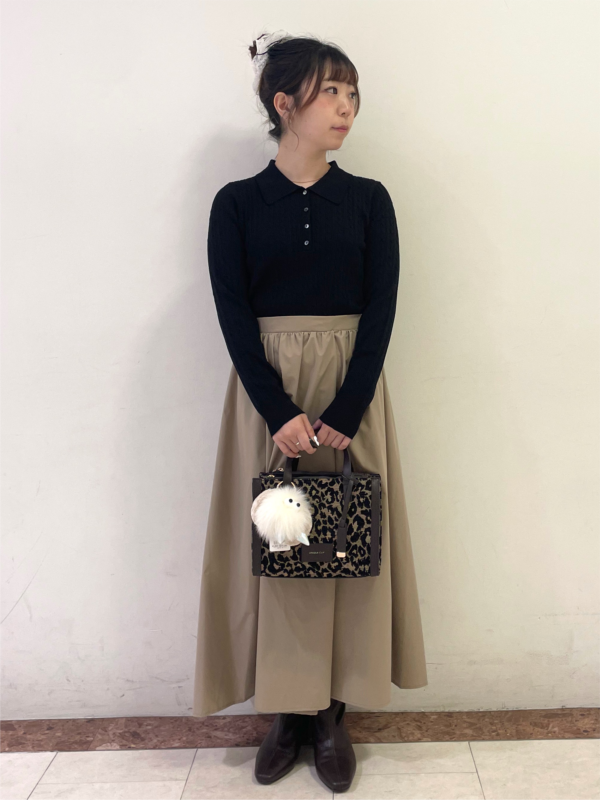 Rikoさんの「OPAQUE.CLIP｜ケーブルポロニット&times;ドッキングワンピース【洗濯機OK】」を使ったコーディネート