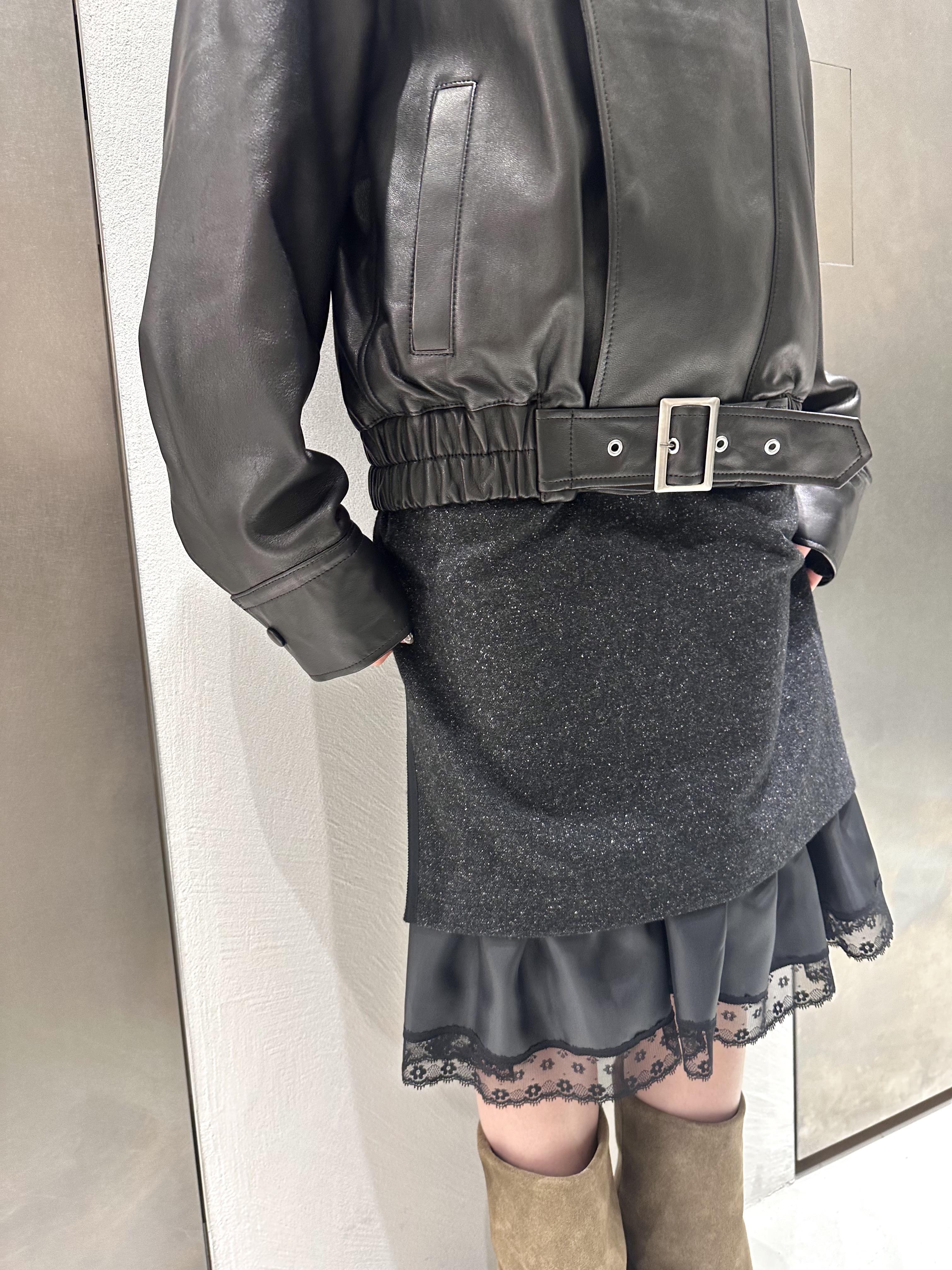 西村唯さんの「CODE A｜UKI UKI＊CODE A｜leather blouson」を使ったコーディネート