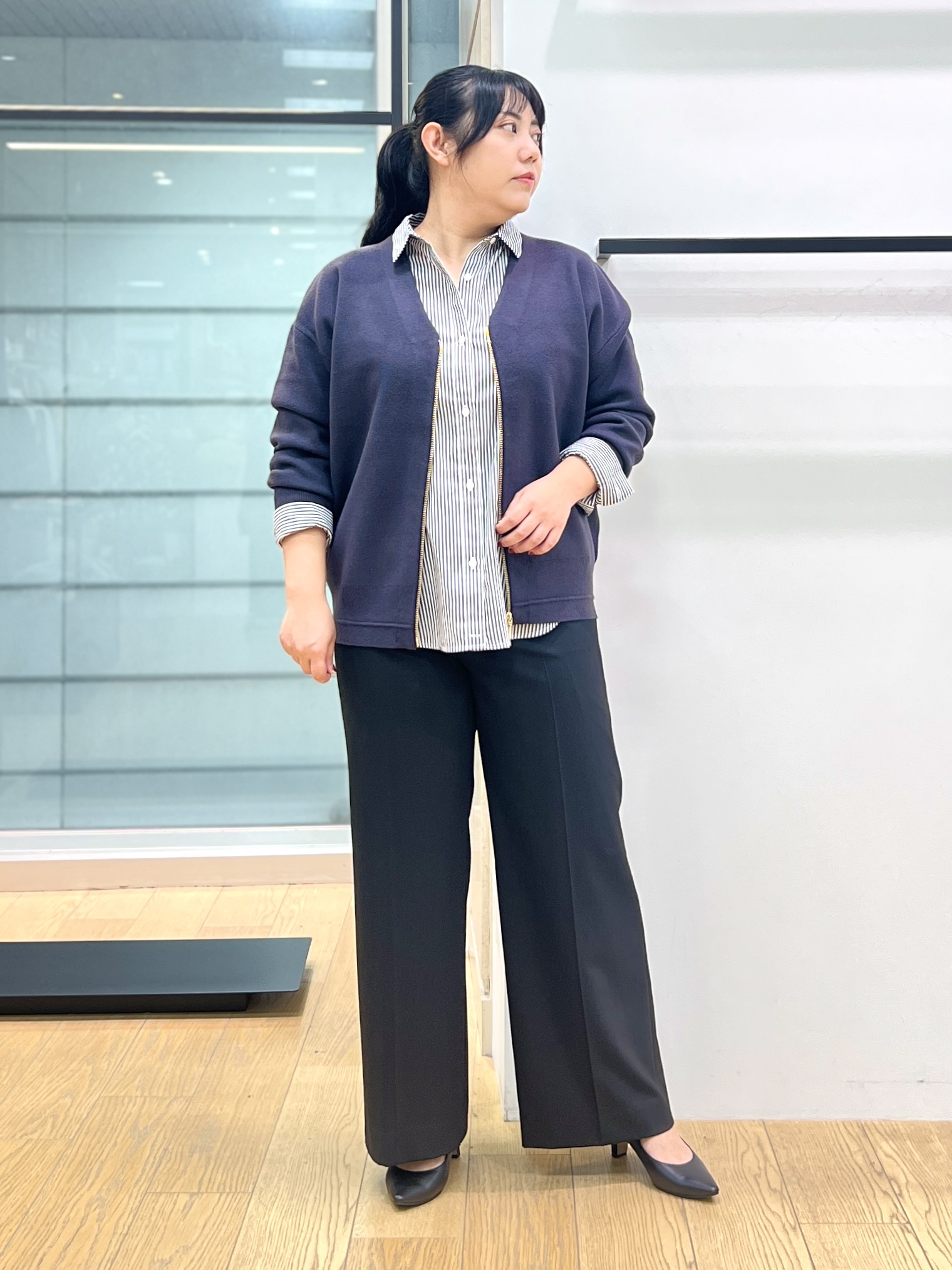 shimaさんの「INDIVI｜【ミラノリブ編み】ジップニットブルゾン」を使ったコーディネート