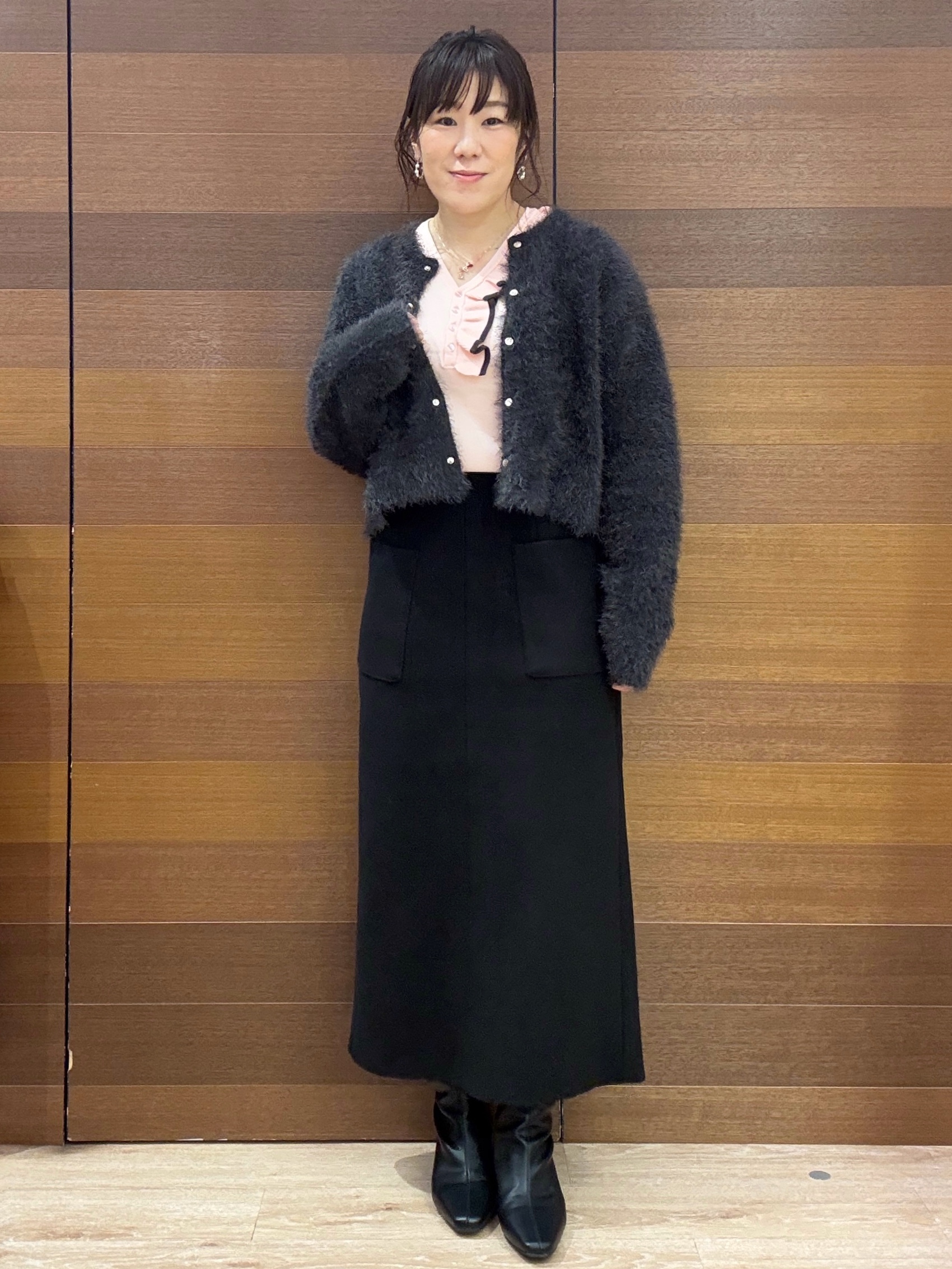 maichiさんの「OPAQUE.CLIP｜シャギーショートカーディガン【洗濯機OK】」を使ったコーディネート