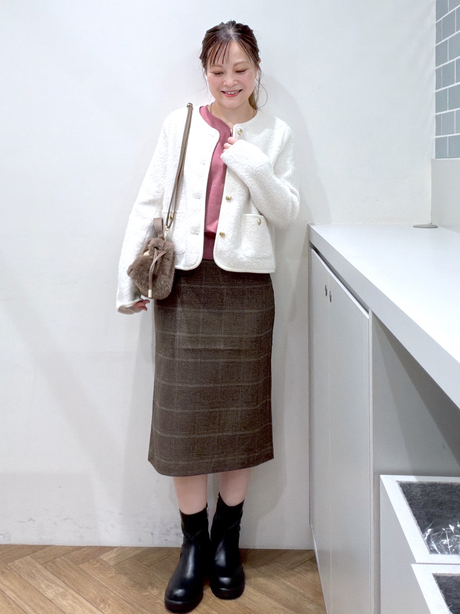 Junさんの「index｜【洗濯機OK】ブークレノーカラーショートブルゾン」を使ったコーディネート