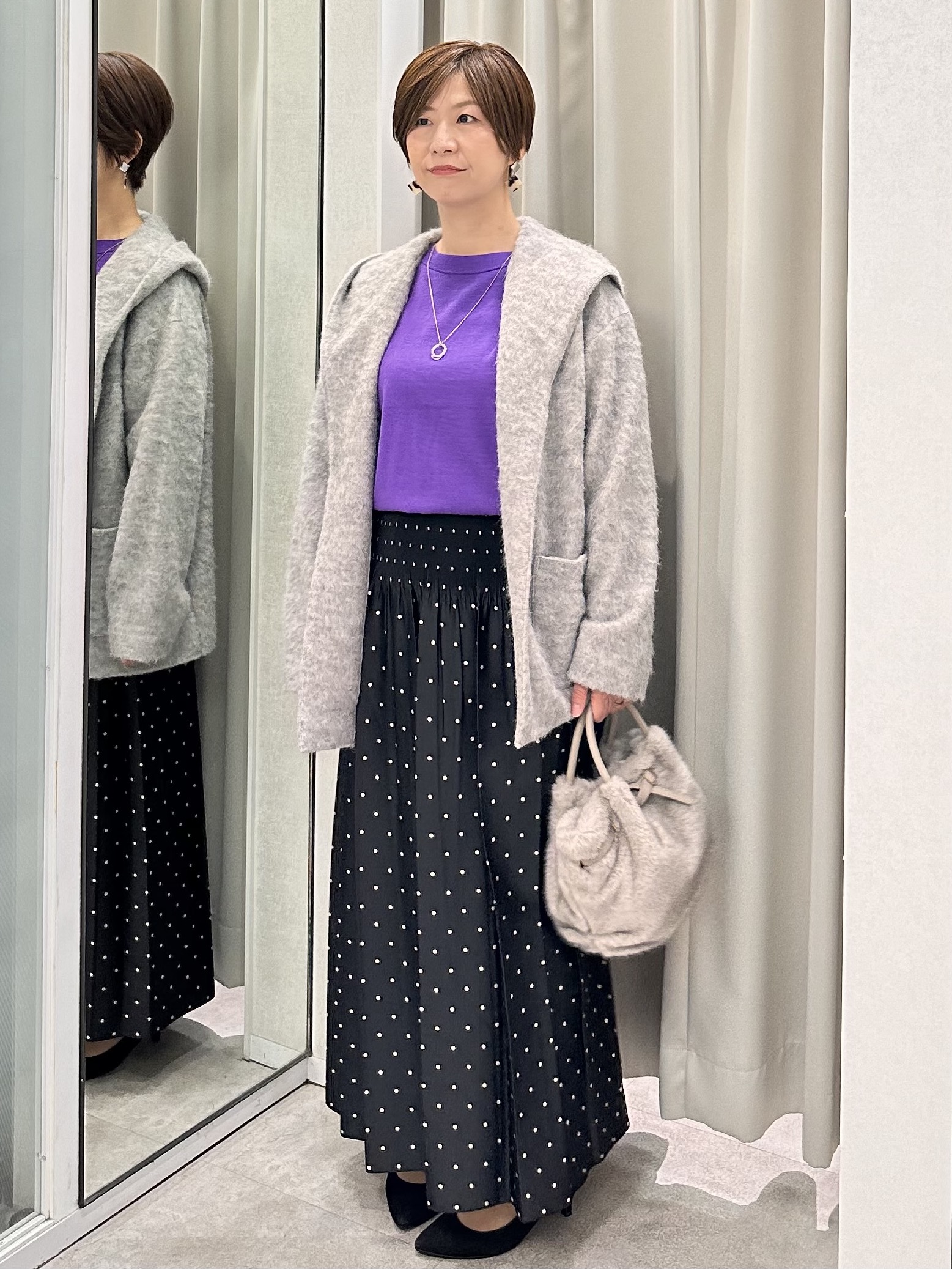 みなこさんの「UNTITLED｜【軽アウター/秋羽織り】シャギーフーディ―カーディガン」を使ったコーディネート