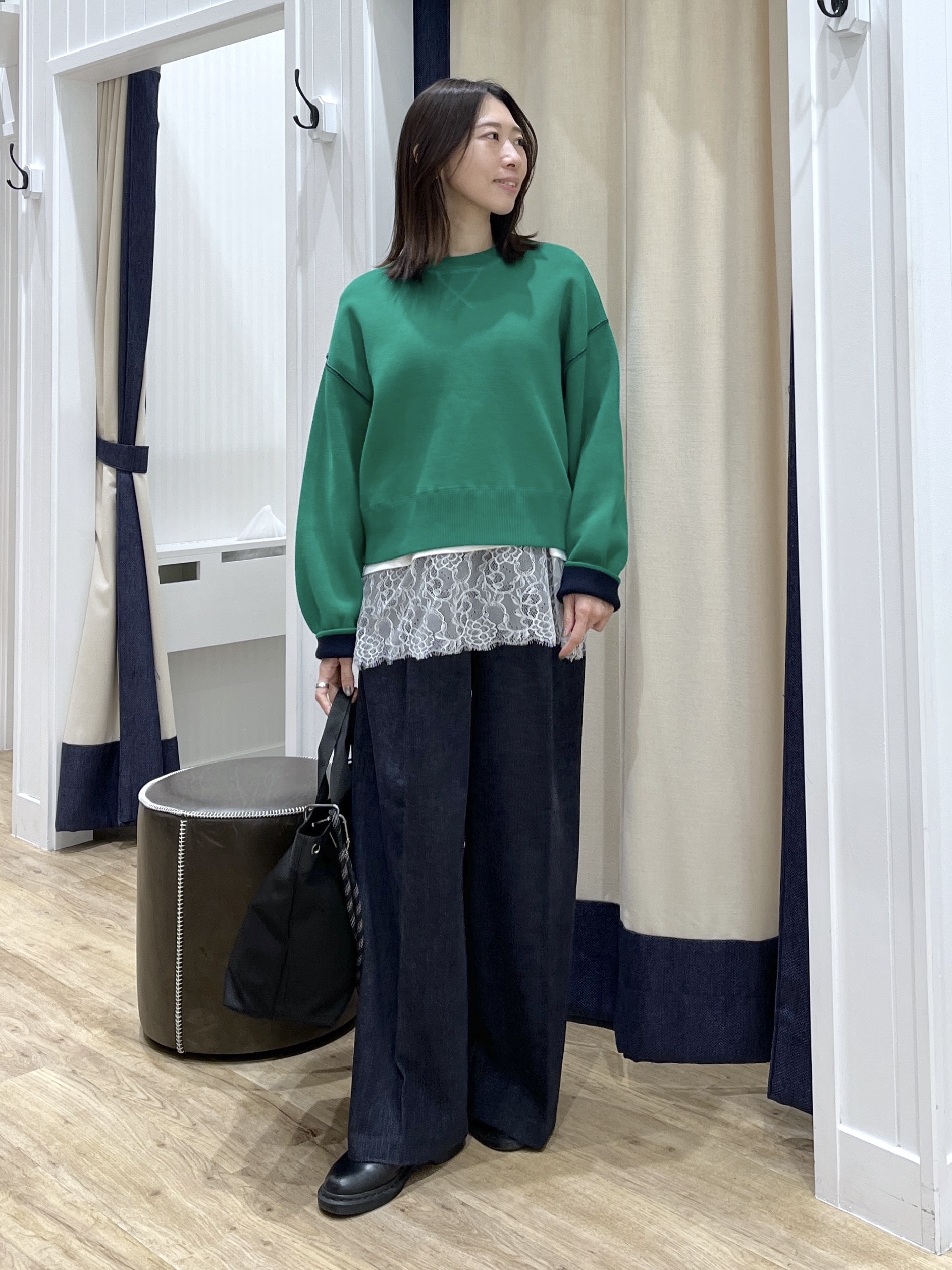 canaさんの「Dessin｜【2WAY/洗濯機OK/XS-L】配色リバーシブル コットンジャカード クルーネックニット」を使ったコーディネート