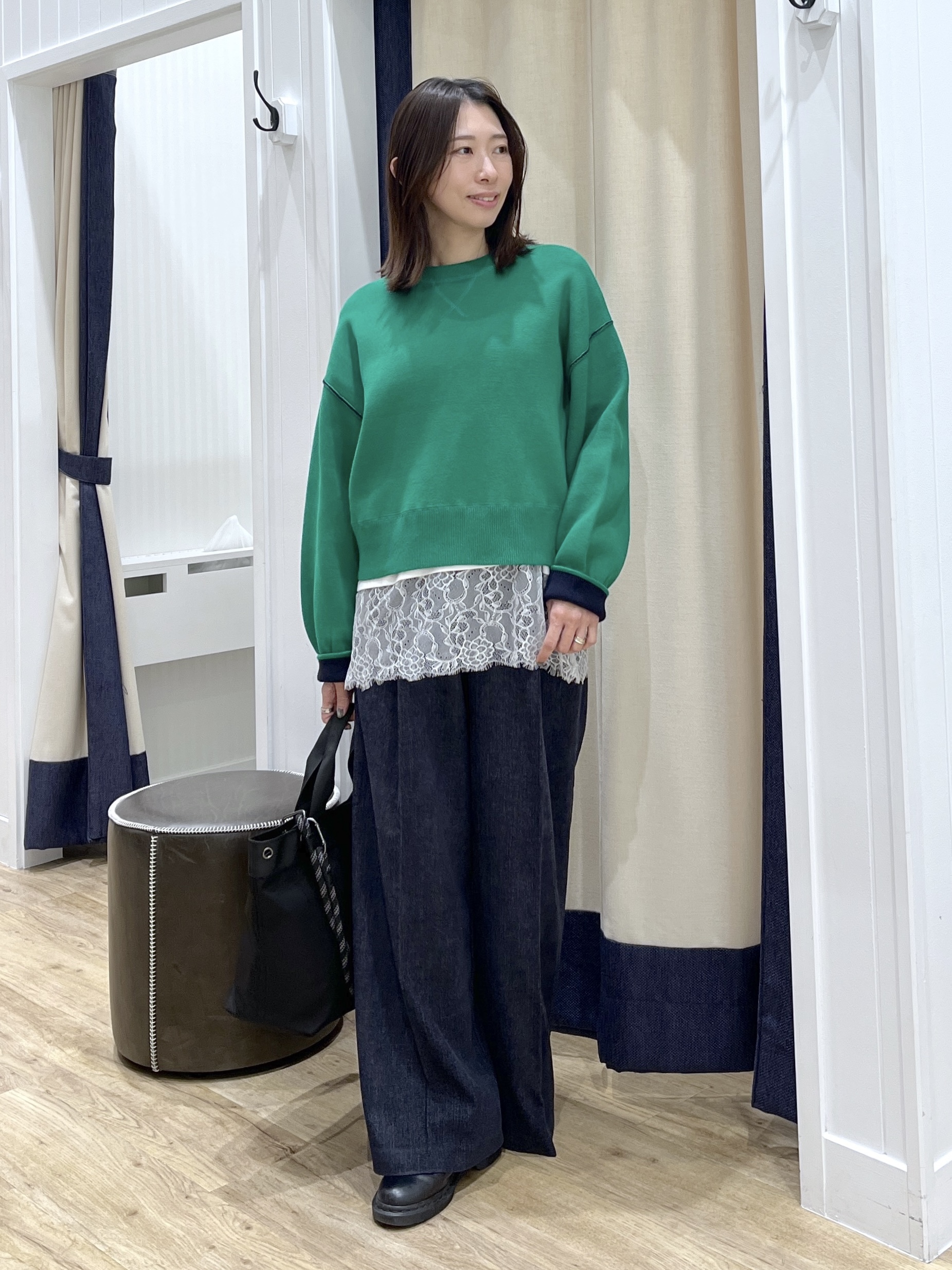 canaさんの「Dessin｜【2WAY/洗濯機OK/XS-L】配色リバーシブル コットンジャカード クルーネックニット」を使ったコーディネート