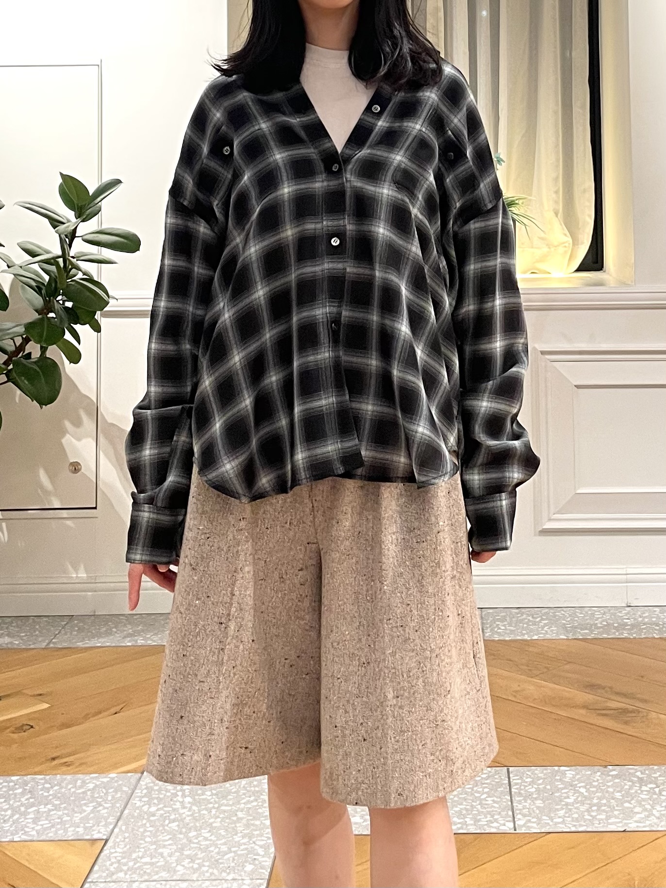 Lilyさんの「DRESSTERIOR｜【ウォッシャブル】ビエラオンブレチェックシャツ」を使ったコーディネート