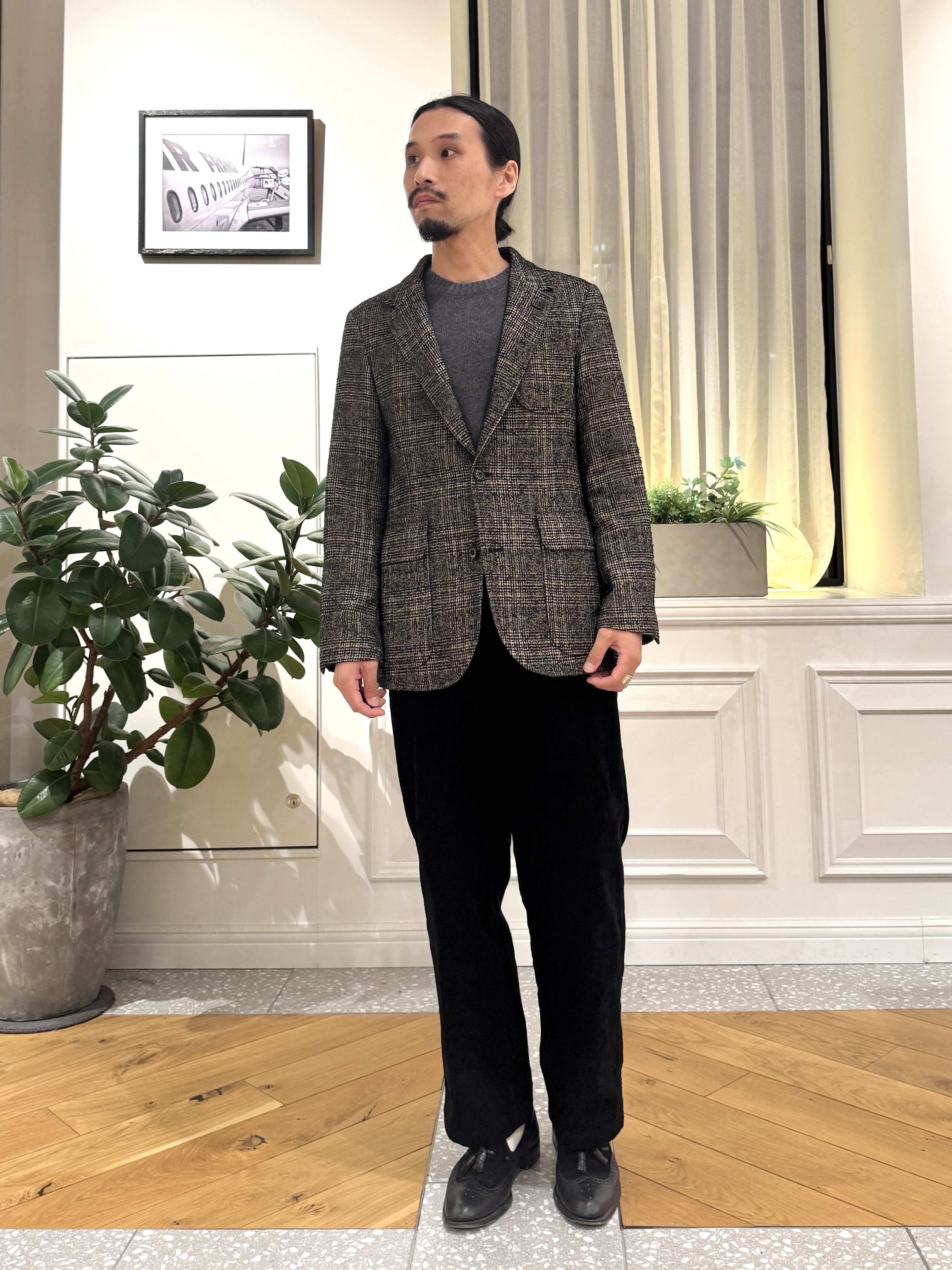 kawarataniさんの「DRESSTERIOR｜【セットアップ可】ループグレンチェック リラックスジャケット」を使ったコーディネート