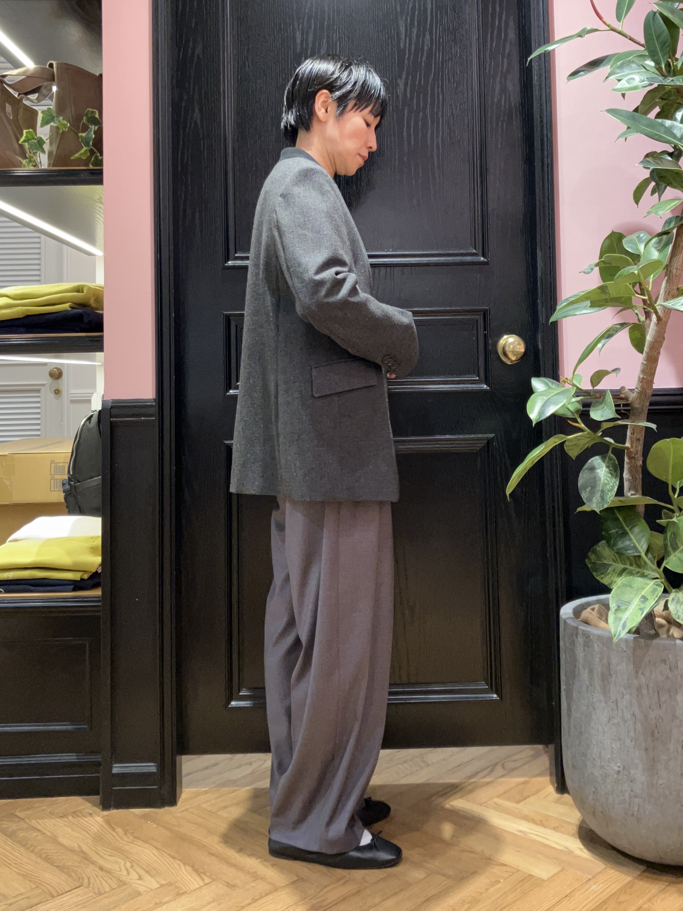 OGATAさんの「DRESSTERIOR｜【秋向き素材】ハンティング ノーカラージャケット」を使ったコーディネート