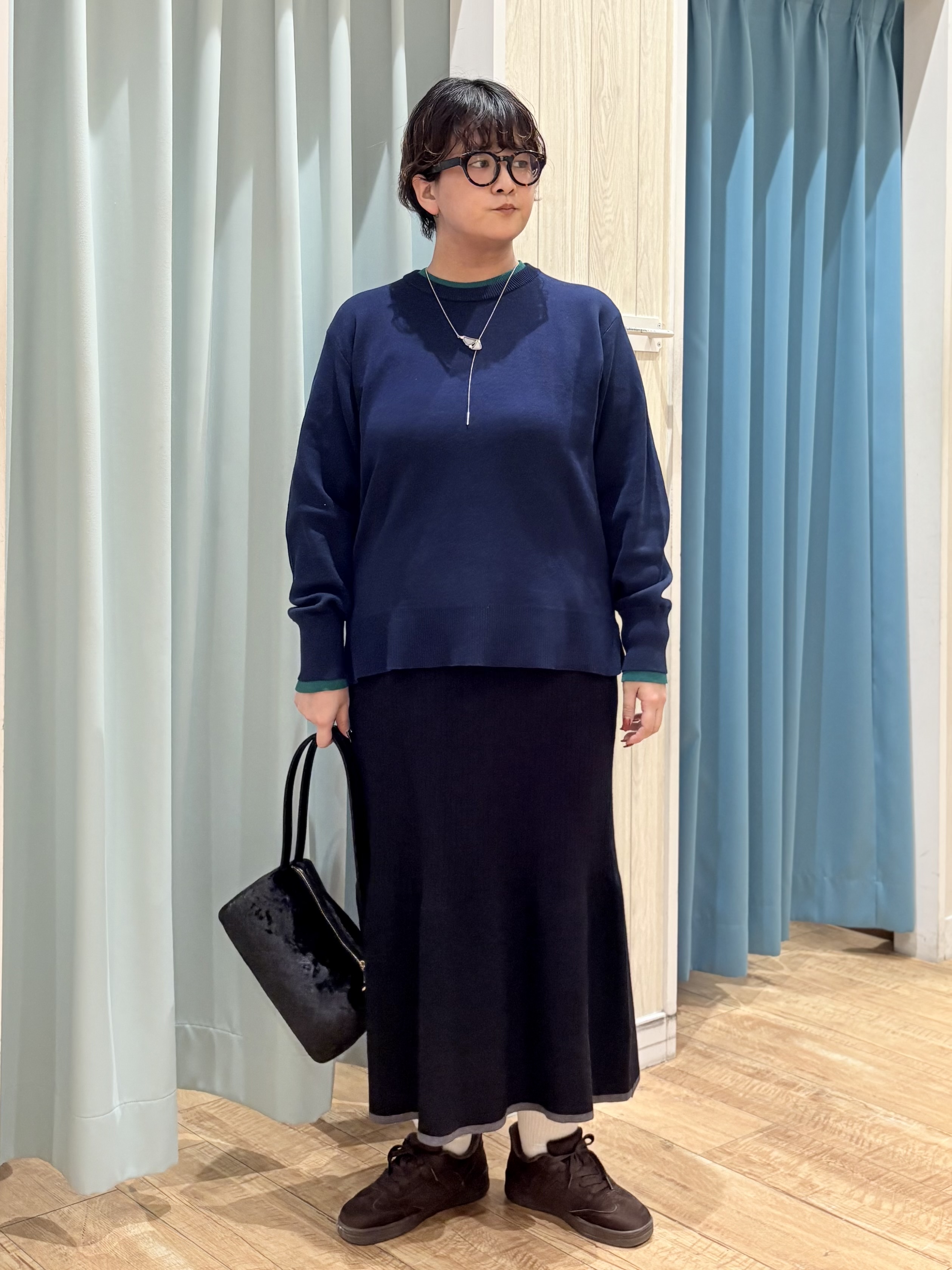 砂糖さんの「SHOO･LA･RUE｜【S-LL】見た目以上に軽い ウール調 スタンドカラーショートコート」を使ったコーディネート