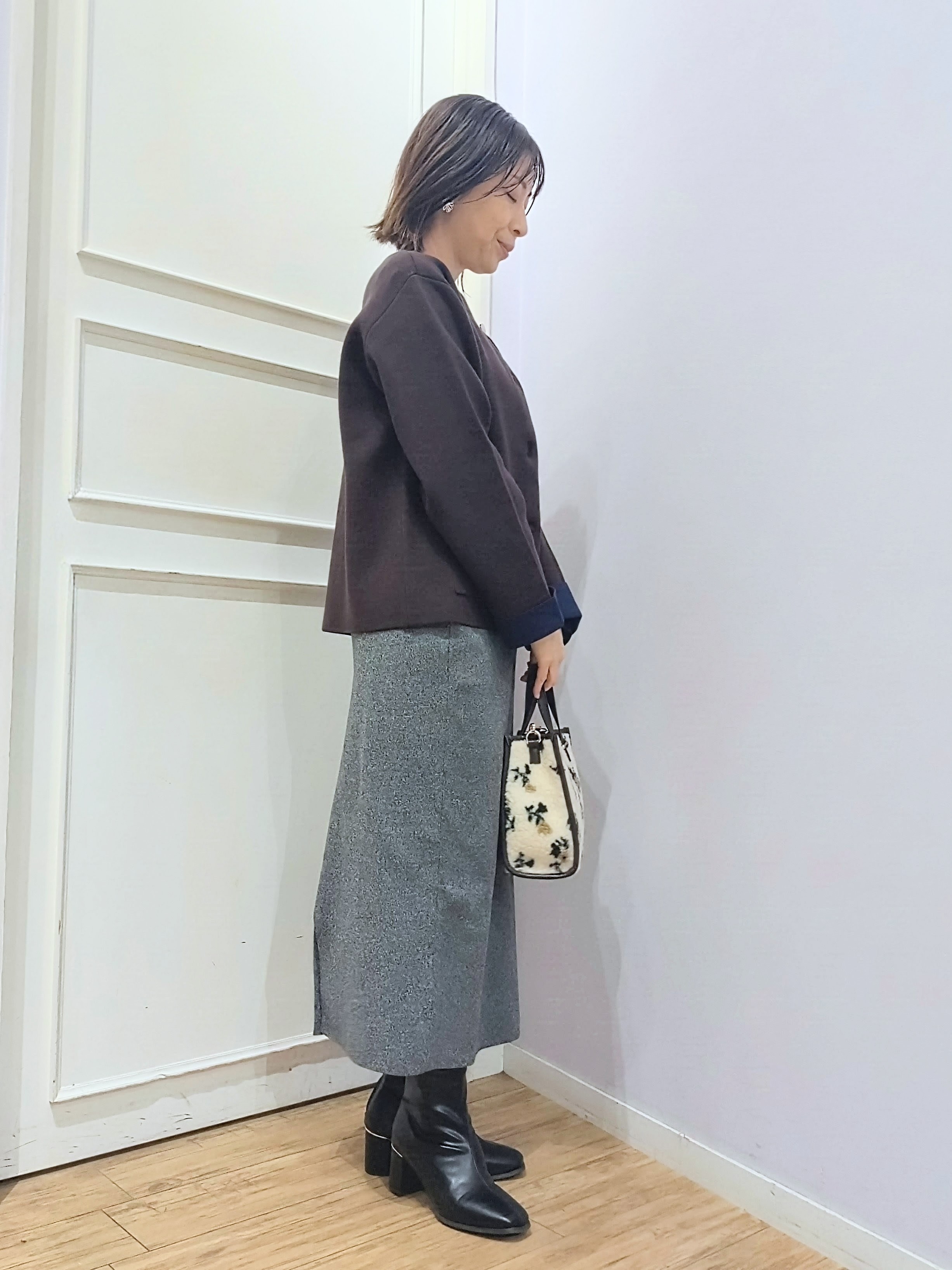 miomioさんの「SHOO･LA･RUE｜【S-LL/洗濯機可/静電気防止】もちもち配色ダブルフェイスカーディガン」を使ったコーディネート