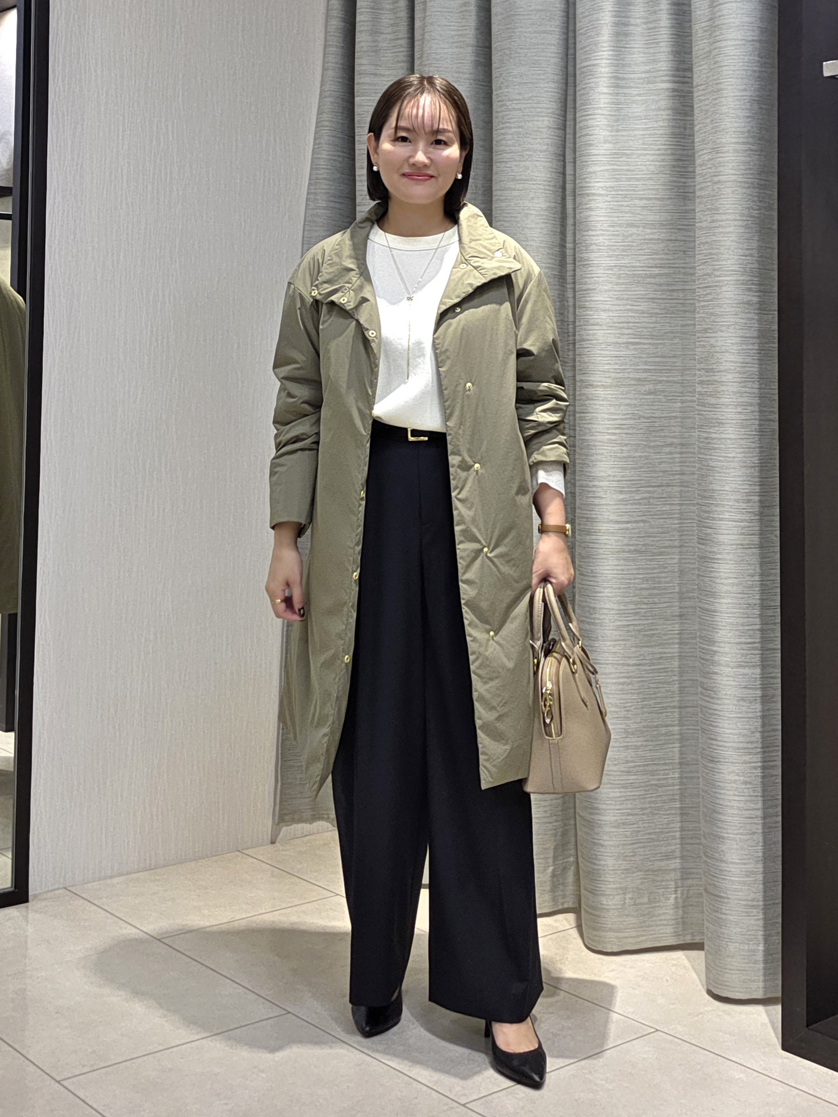 naokoさんの「UNTITLED｜【撥水/軽量/薄中綿入り】スタンドカラーコート」を使ったコーディネート