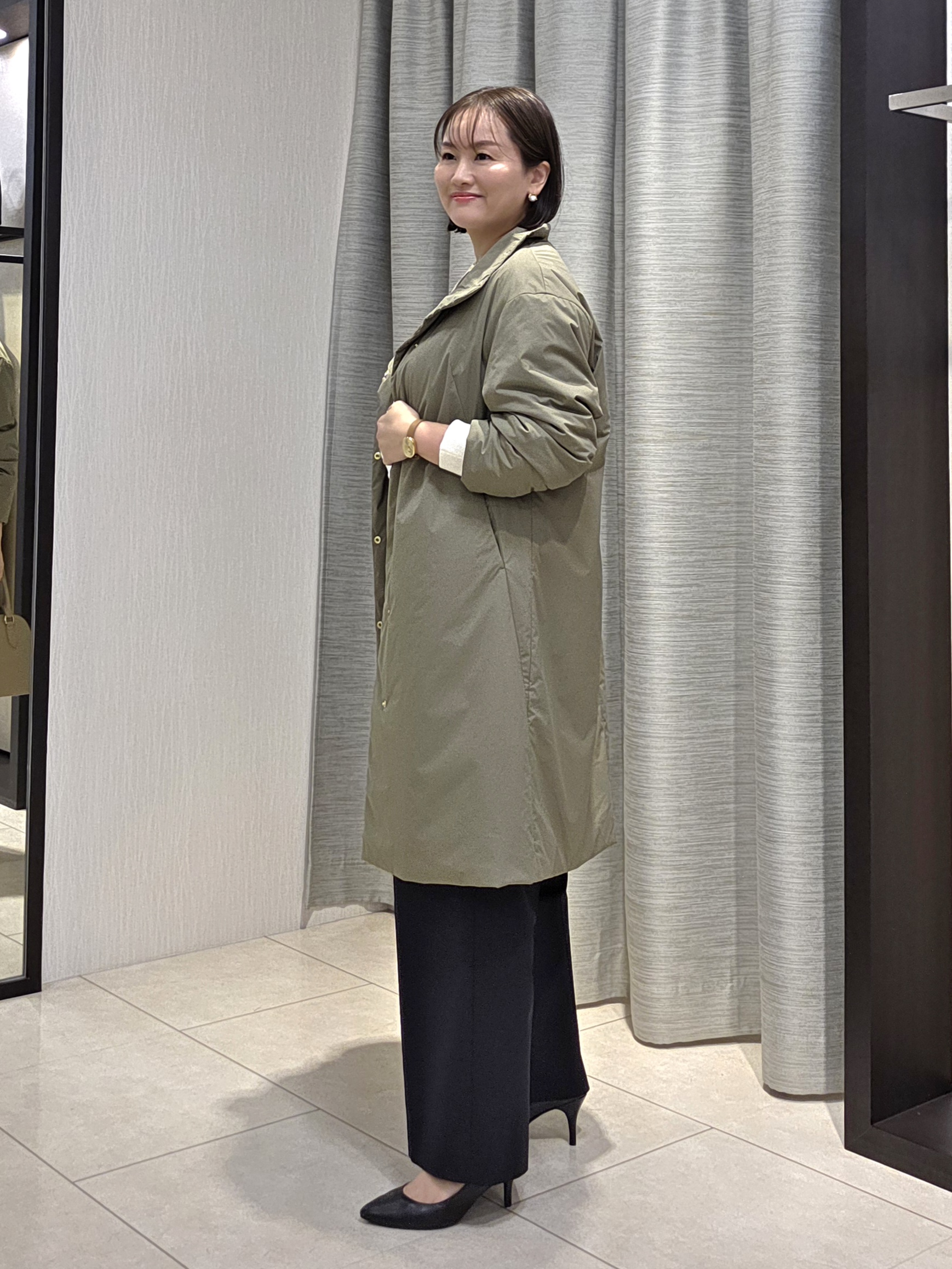 naokoさんの「UNTITLED｜【撥水/軽量/薄中綿入り】スタンドカラーコート」を使ったコーディネート