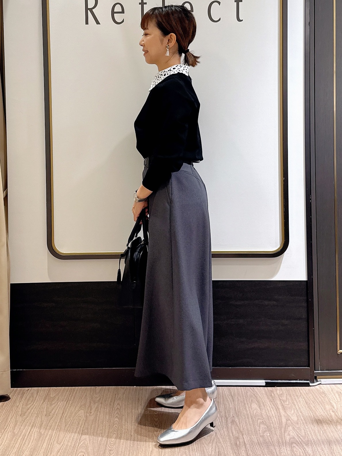 nekoさんの「Reflect｜【洗える／付け衿】レース衿付きストレッチニット」を使ったコーディネート