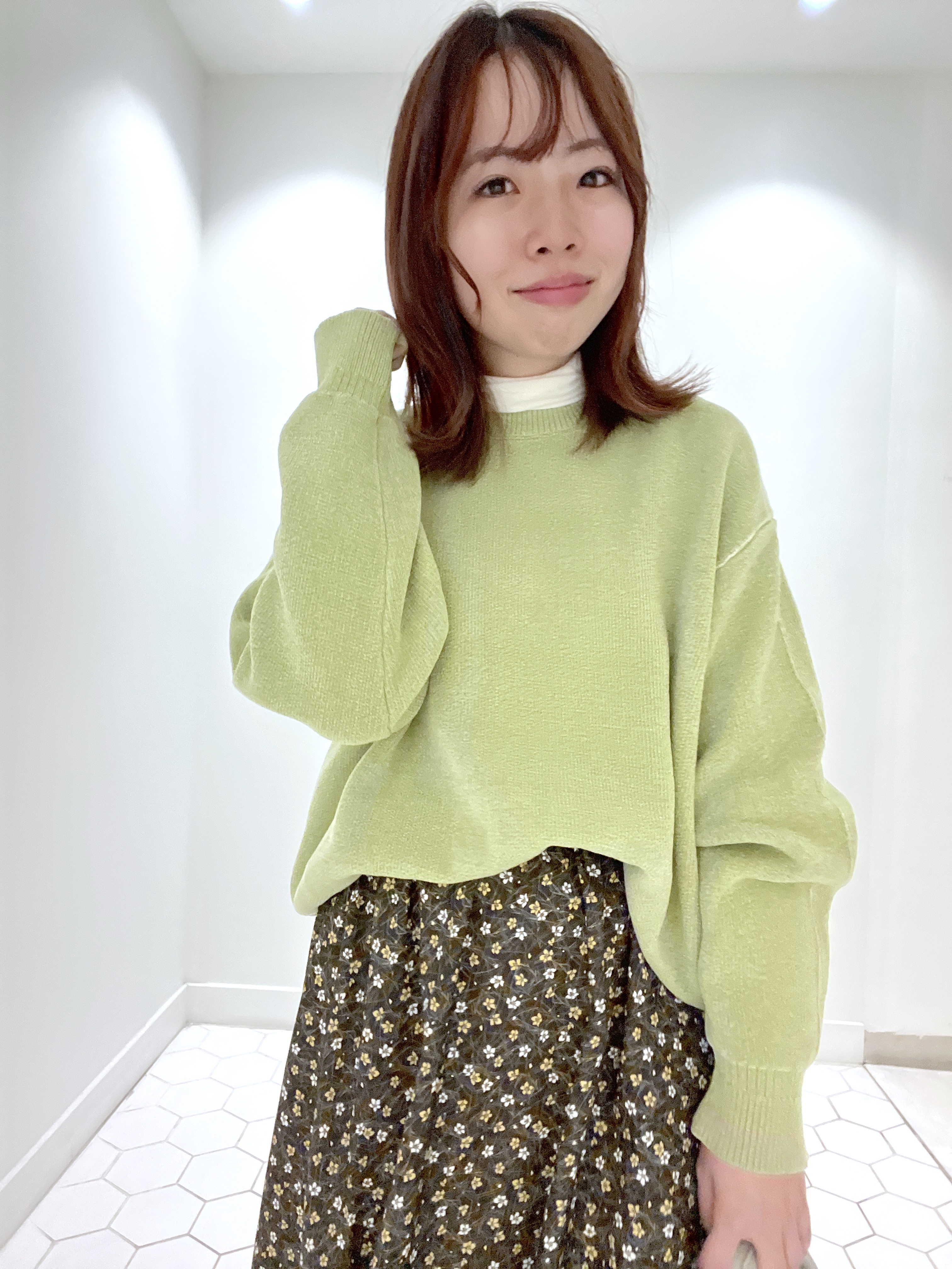 Makinoさんの「Dessin｜【洗える】ラインリブ ミニモールニット プルオーバー」を使ったコーディネート