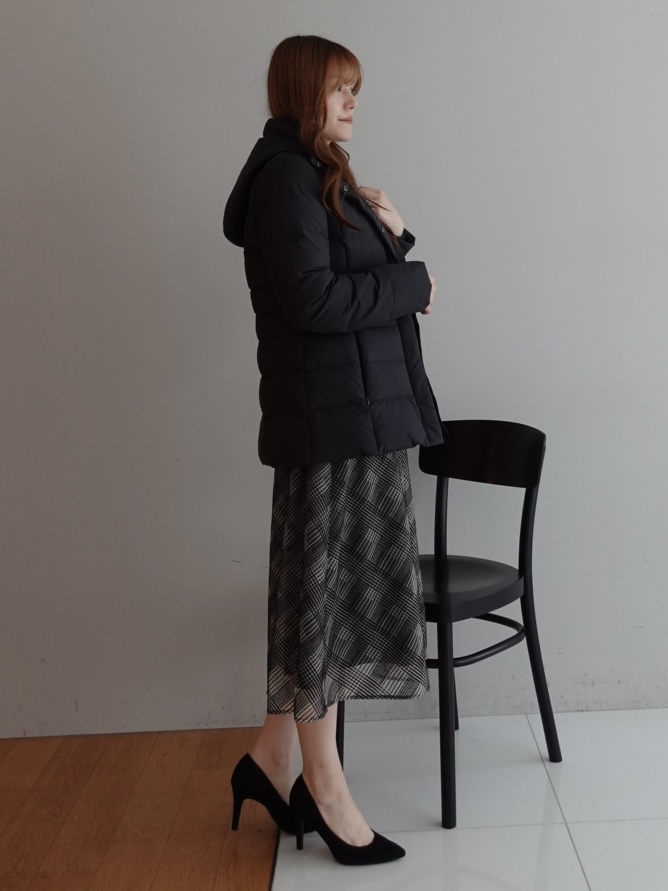 sayaさんの「COUP DE CHANCE｜【手洗い可／日本製】ニットドッキングフレアワンピース」を使ったコーディネート