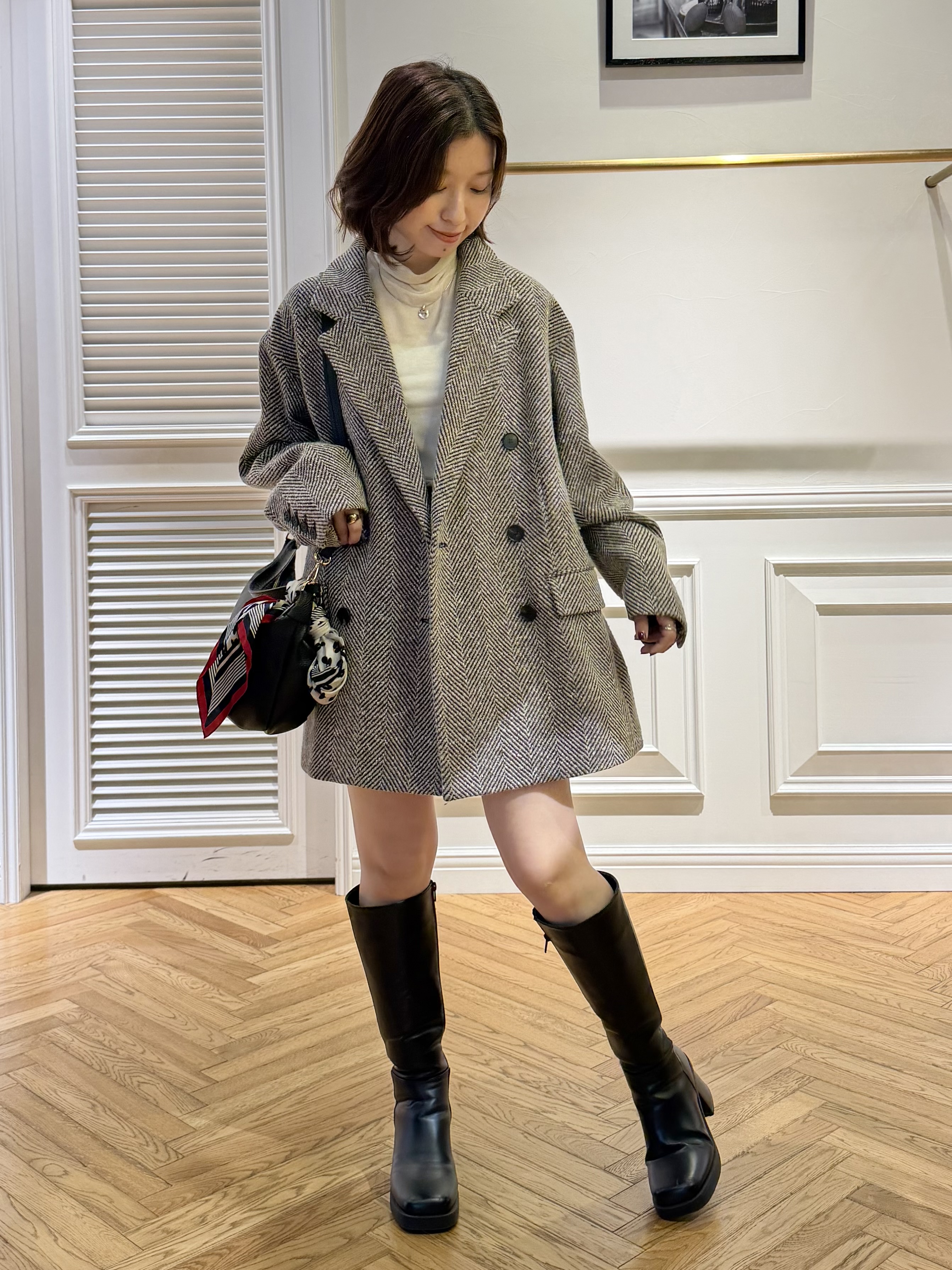 つじ まこさんの「DRESSTERIOR｜【日本製】ウールヘリンボーンジャコット」を使ったコーディネート