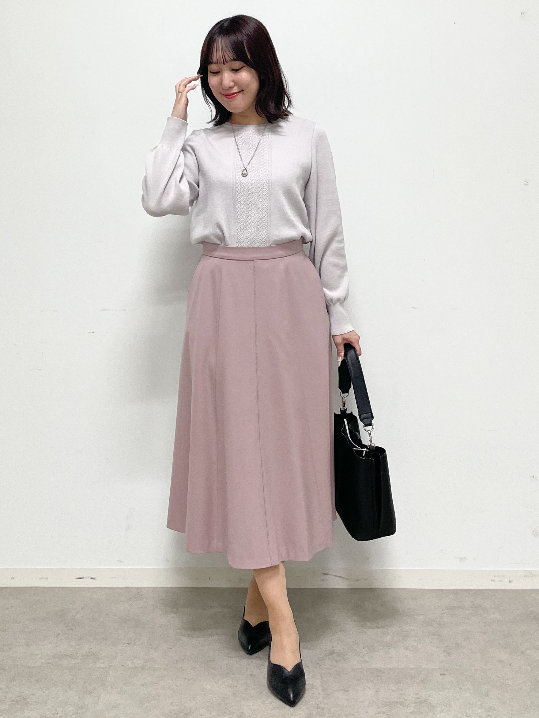 yukariさんの「Reflect｜【マシンウォッシュ】レース風編み柄ニット」を使ったコーディネート
