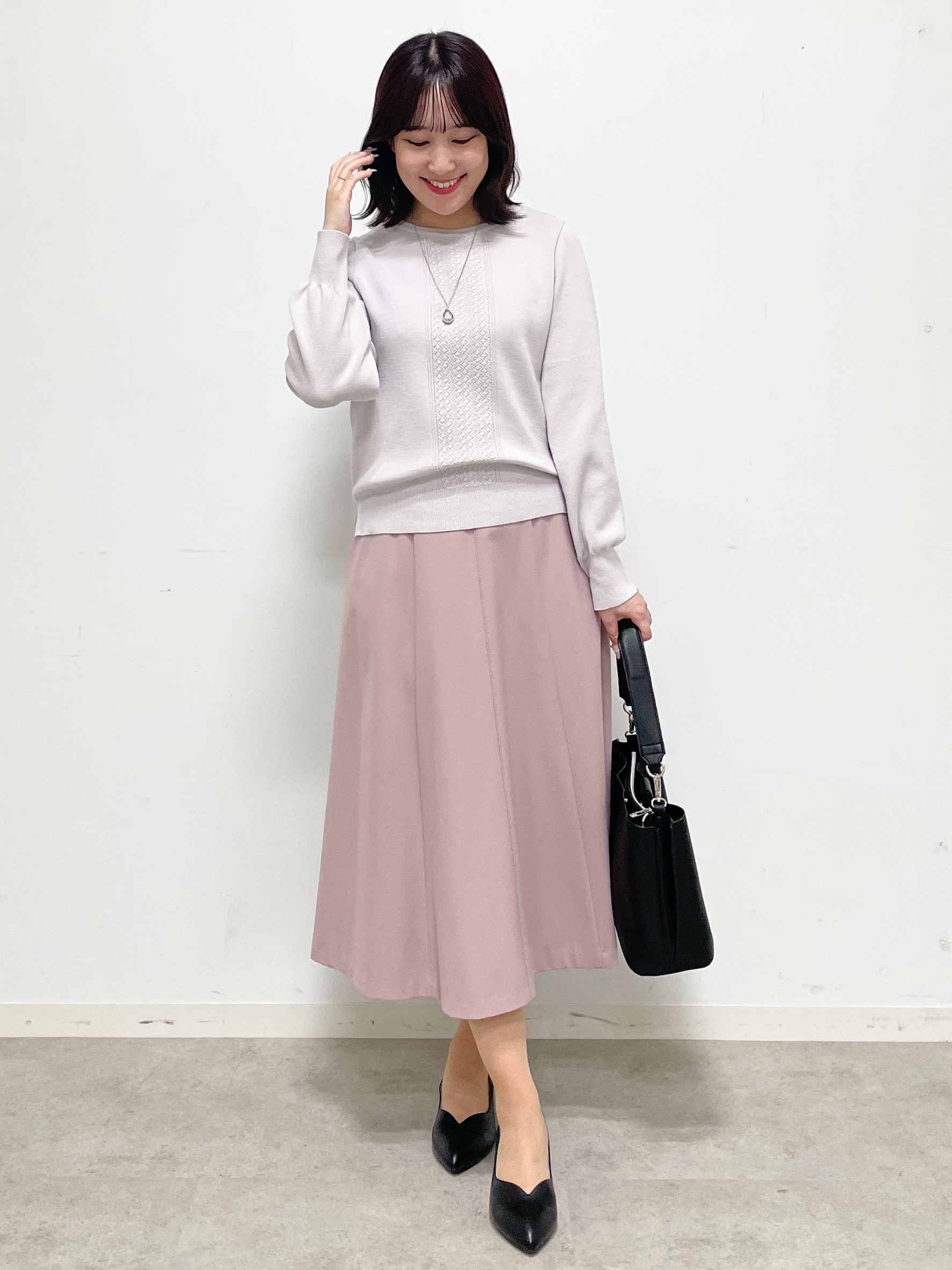 yukariさんの「Reflect｜【マシンウォッシュ】レース風編み柄ニット」を使ったコーディネート