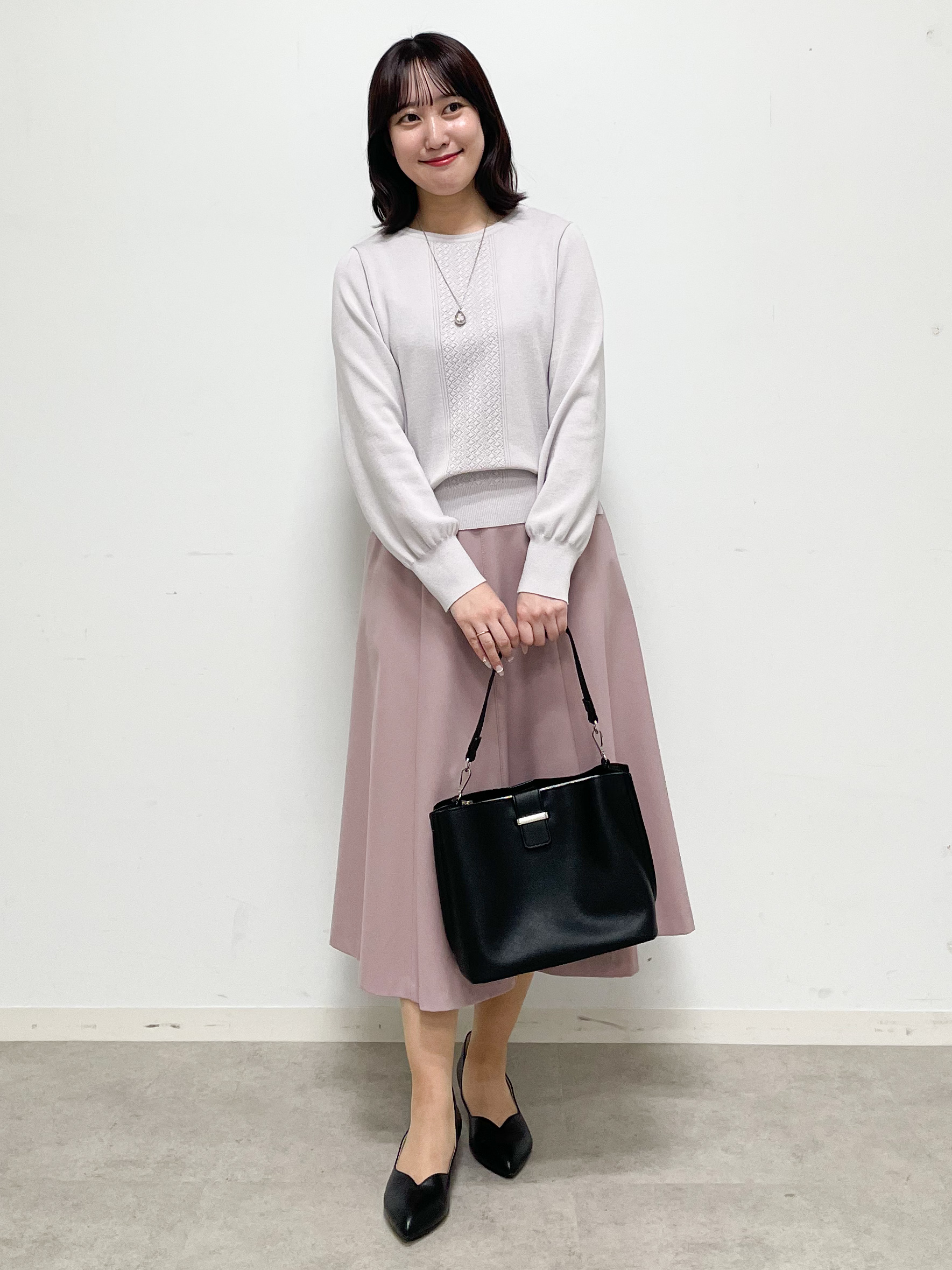 yukariさんの「Reflect｜【マシンウォッシュ】レース風編み柄ニット」を使ったコーディネート