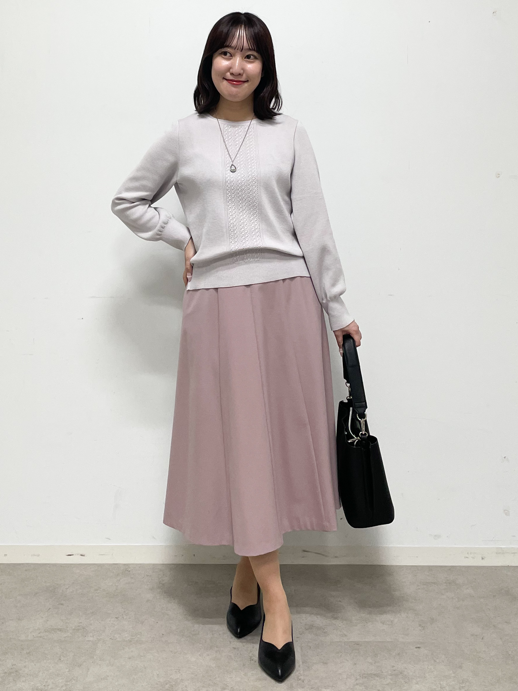 yukariさんの「Reflect｜【マシンウォッシュ】レース風編み柄ニット」を使ったコーディネート