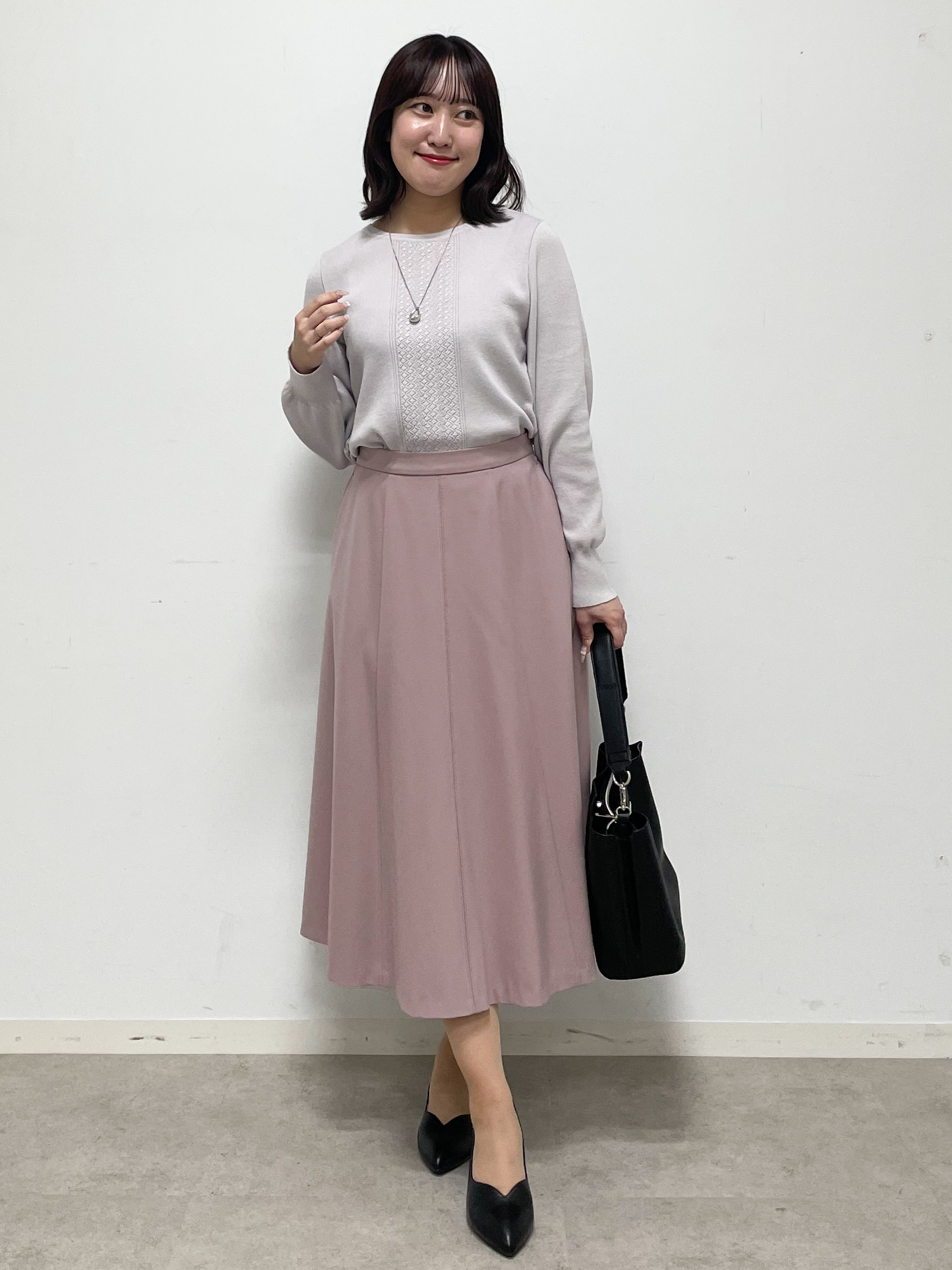 yukariさんの「Reflect｜【マシンウォッシュ】レース風編み柄ニット」を使ったコーディネート