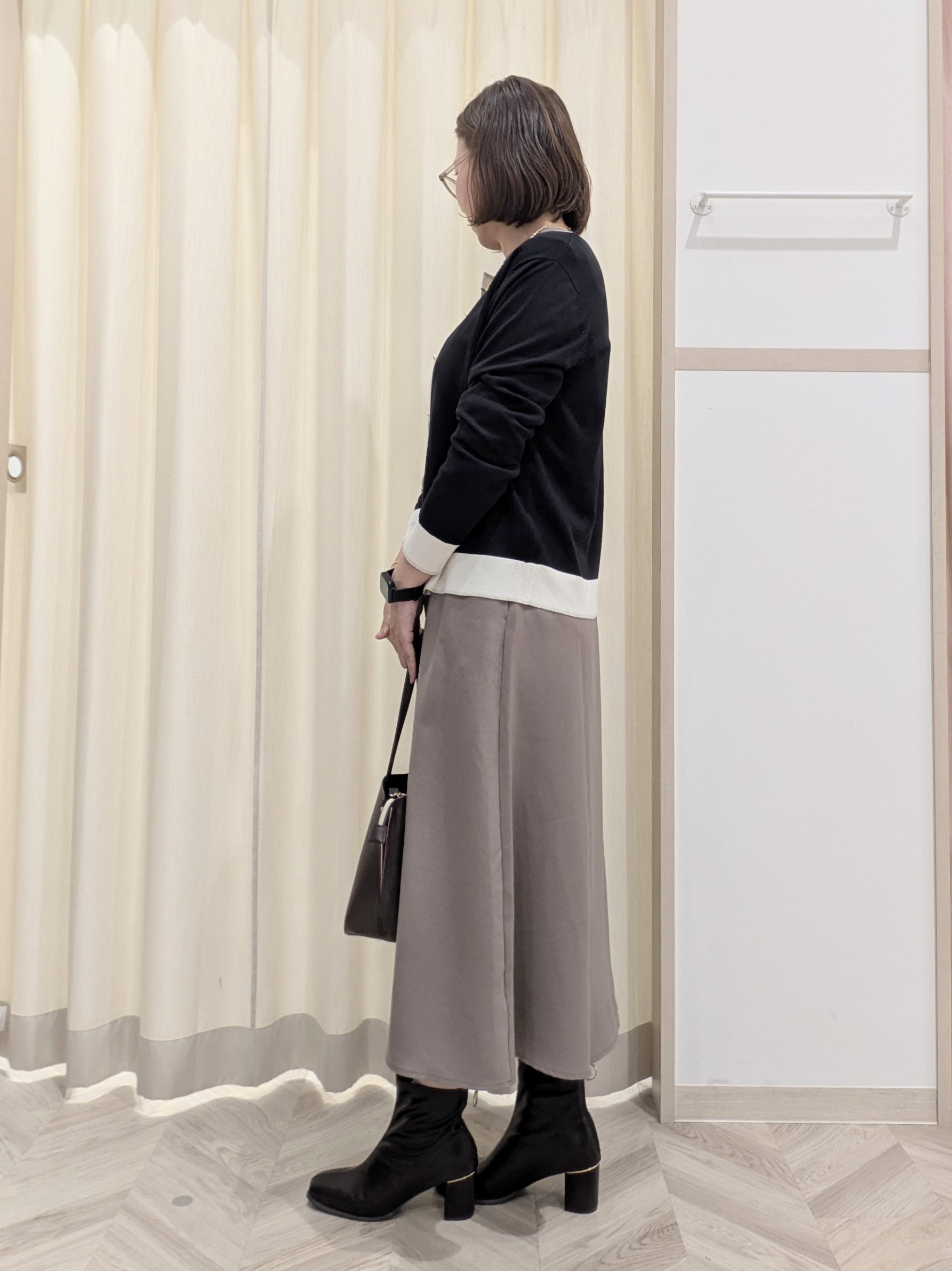 miyuさんの「SHOO･LA･RUE｜【アンサンブル可/S-LL/洗濯機可】配色使いが目を惹く クルーネックニットカーディガン」を使ったコーディネート