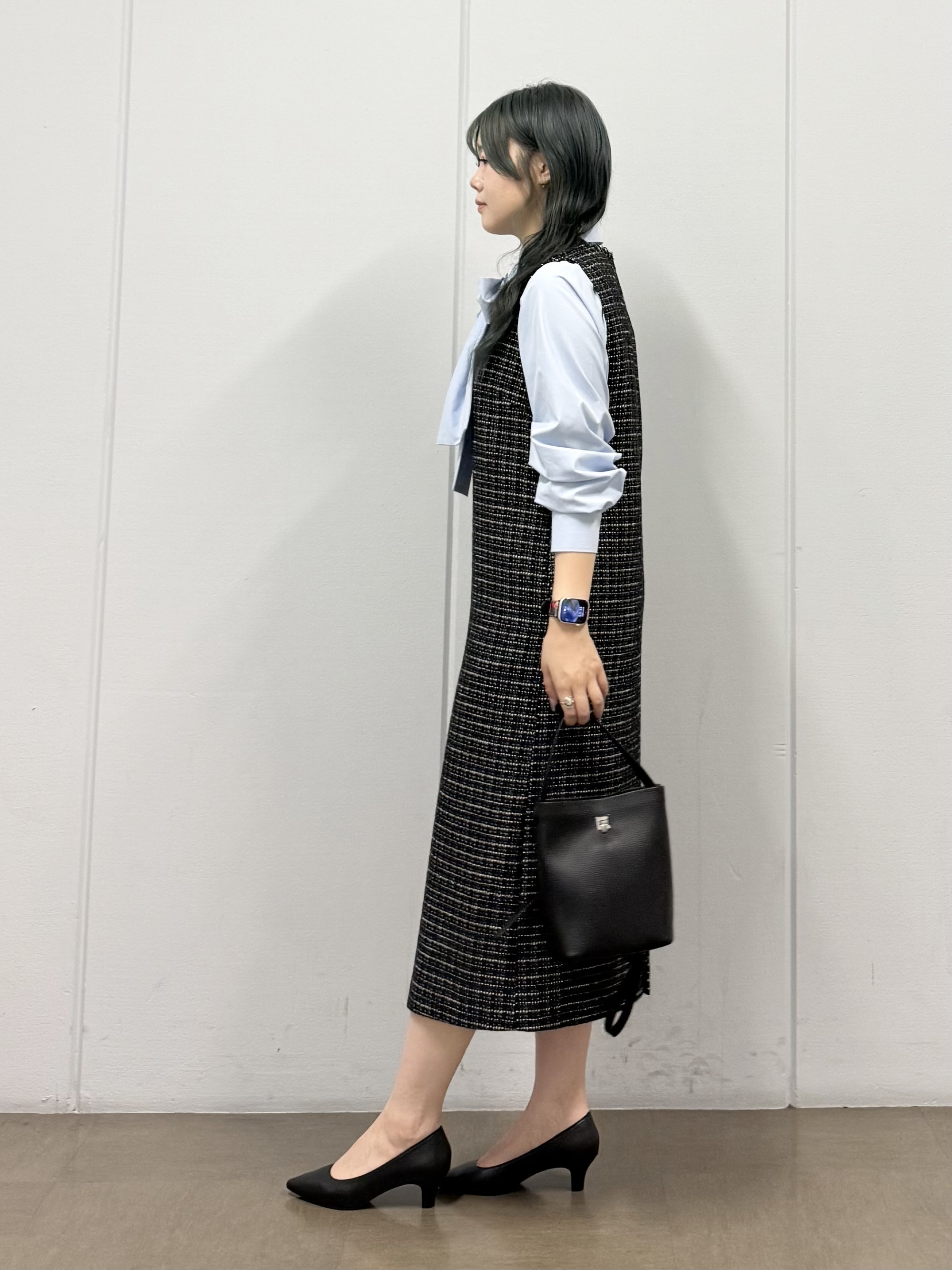 mizukiさんの「INDIVI｜【ストレッチ◎】取外し可ボウタイシャツ」を使ったコーディネート