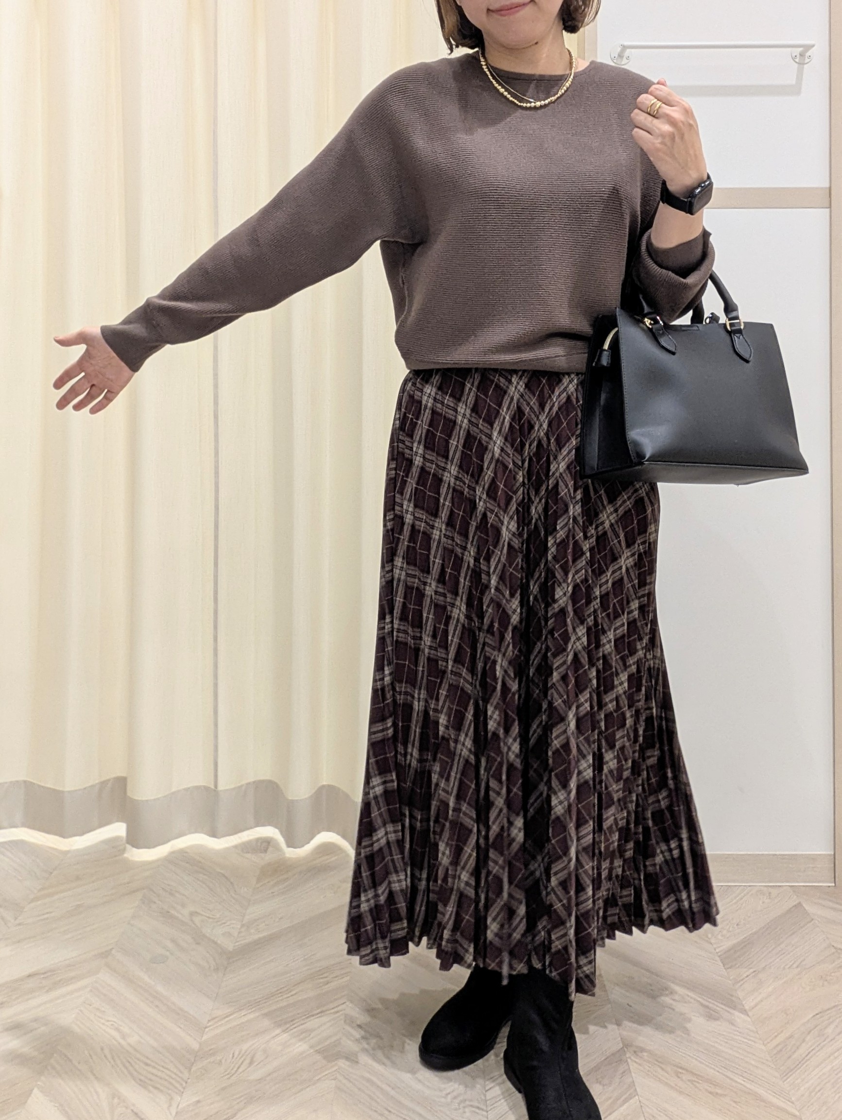 miyuさんの「SHOO･LA･RUE｜【洗濯機可/体型カバー】やわらかリブドルマンニット」を使ったコーディネート
