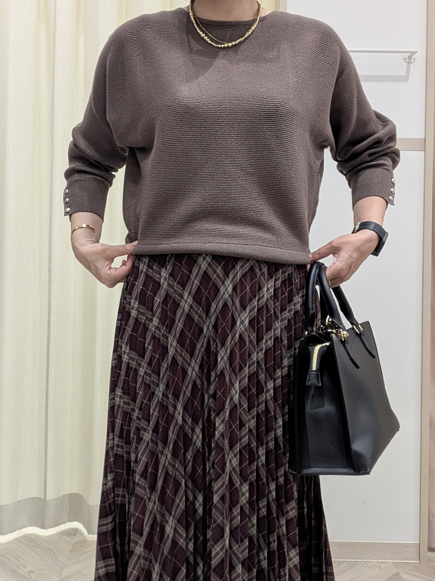 miyuさんの「SHOO･LA･RUE｜【洗濯機可/体型カバー】やわらかリブドルマンニット」を使ったコーディネート