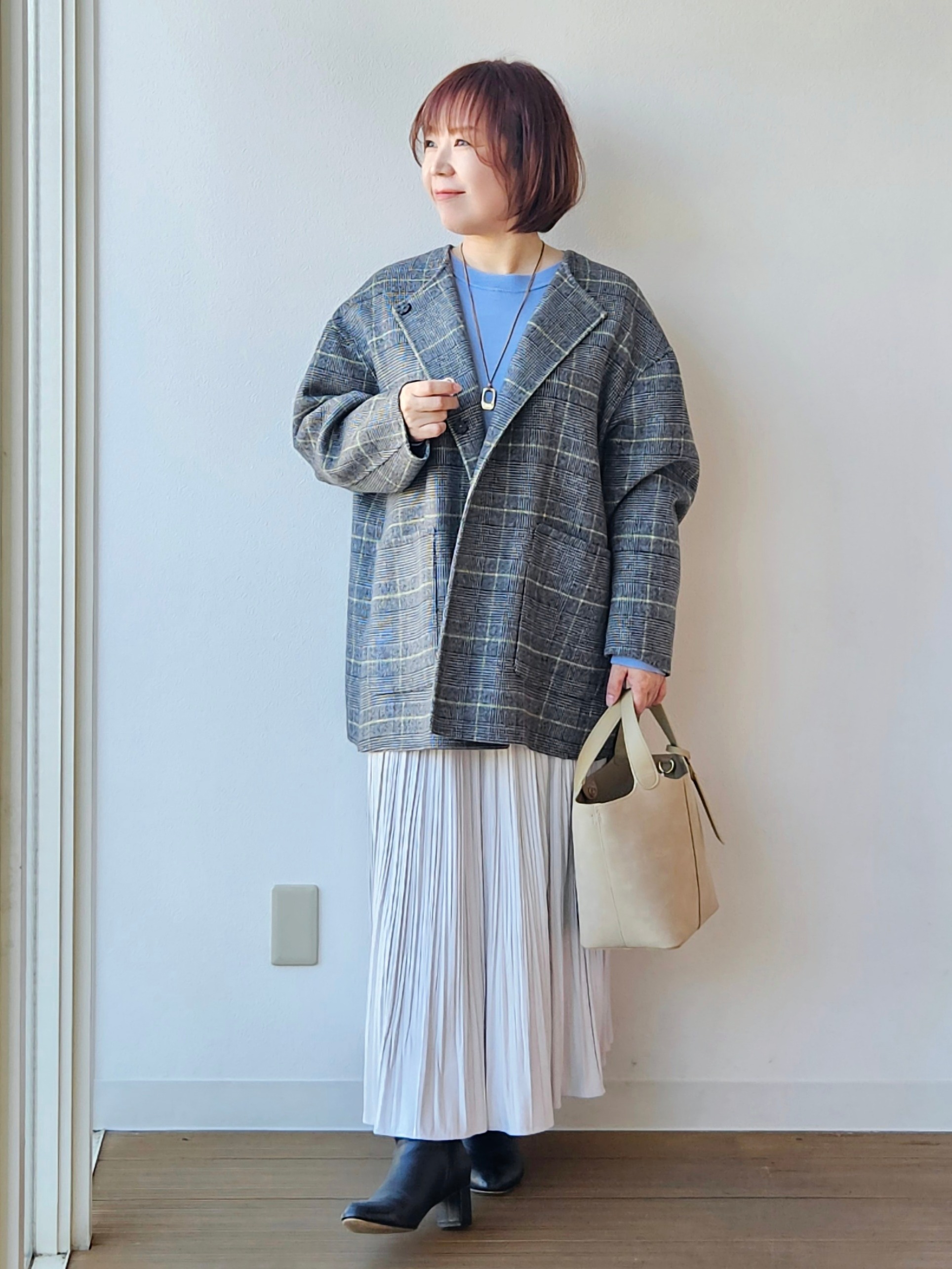 やじまさんの「UNTITLED｜【マフラー付き/ゆったり】リバーコート」を使ったコーディネート