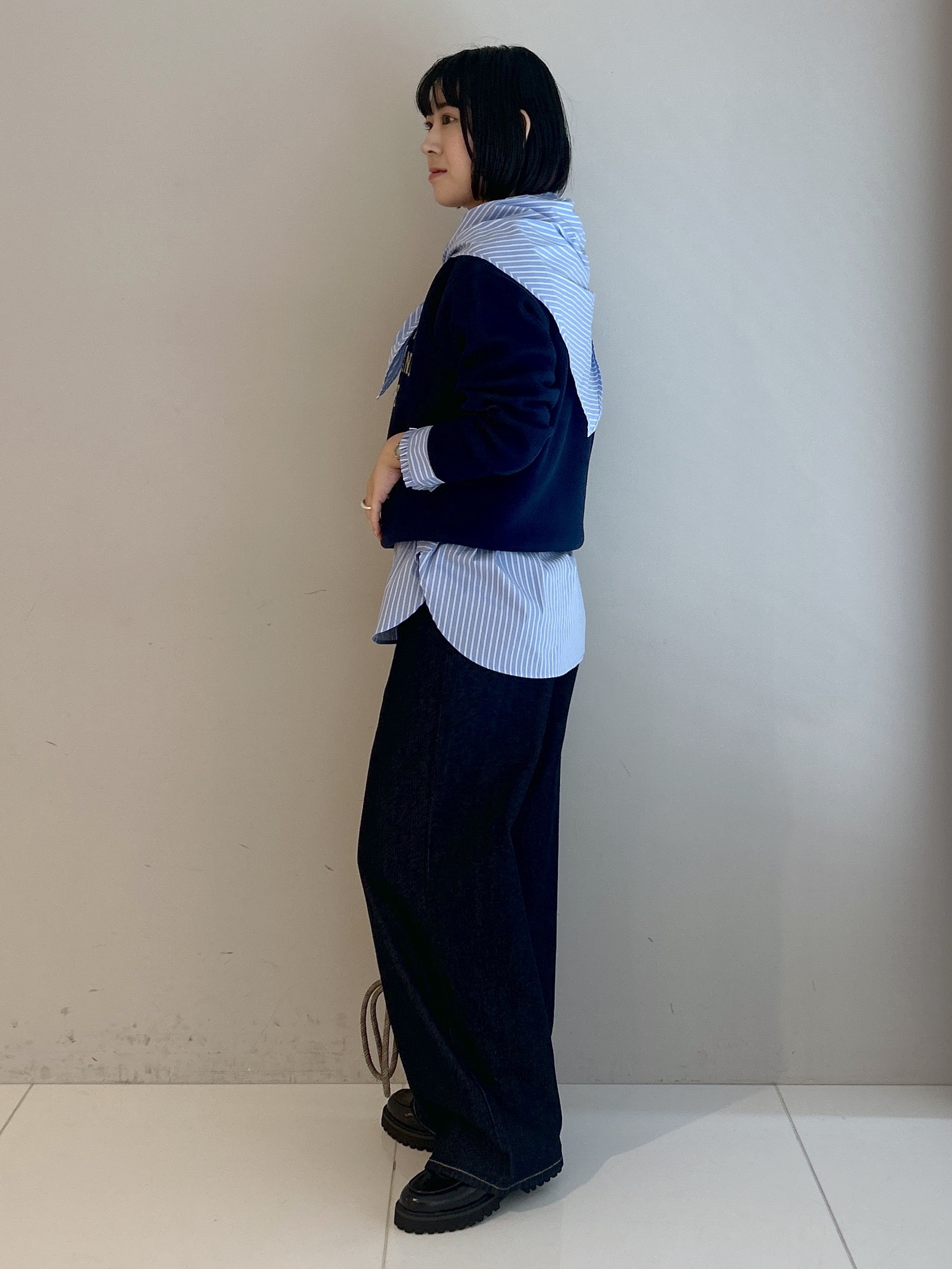 Hirokaさんの「Dessin｜【店頭人気/洗濯機OK/秋レイヤード】スウェットライク ロゴニット」を使ったコーディネート