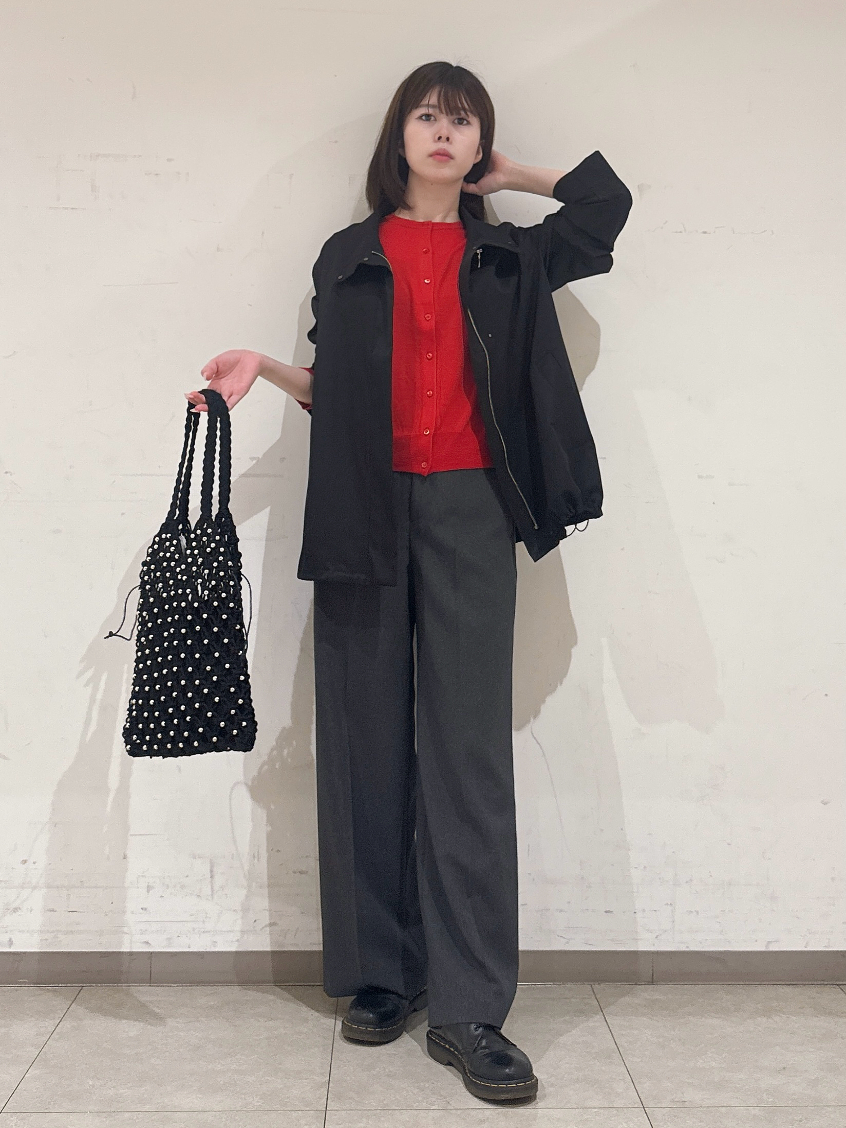 rinaさんの「INDIVI｜【ウール混／美素材】ベーシック丸首カーディガン」を使ったコーディネート