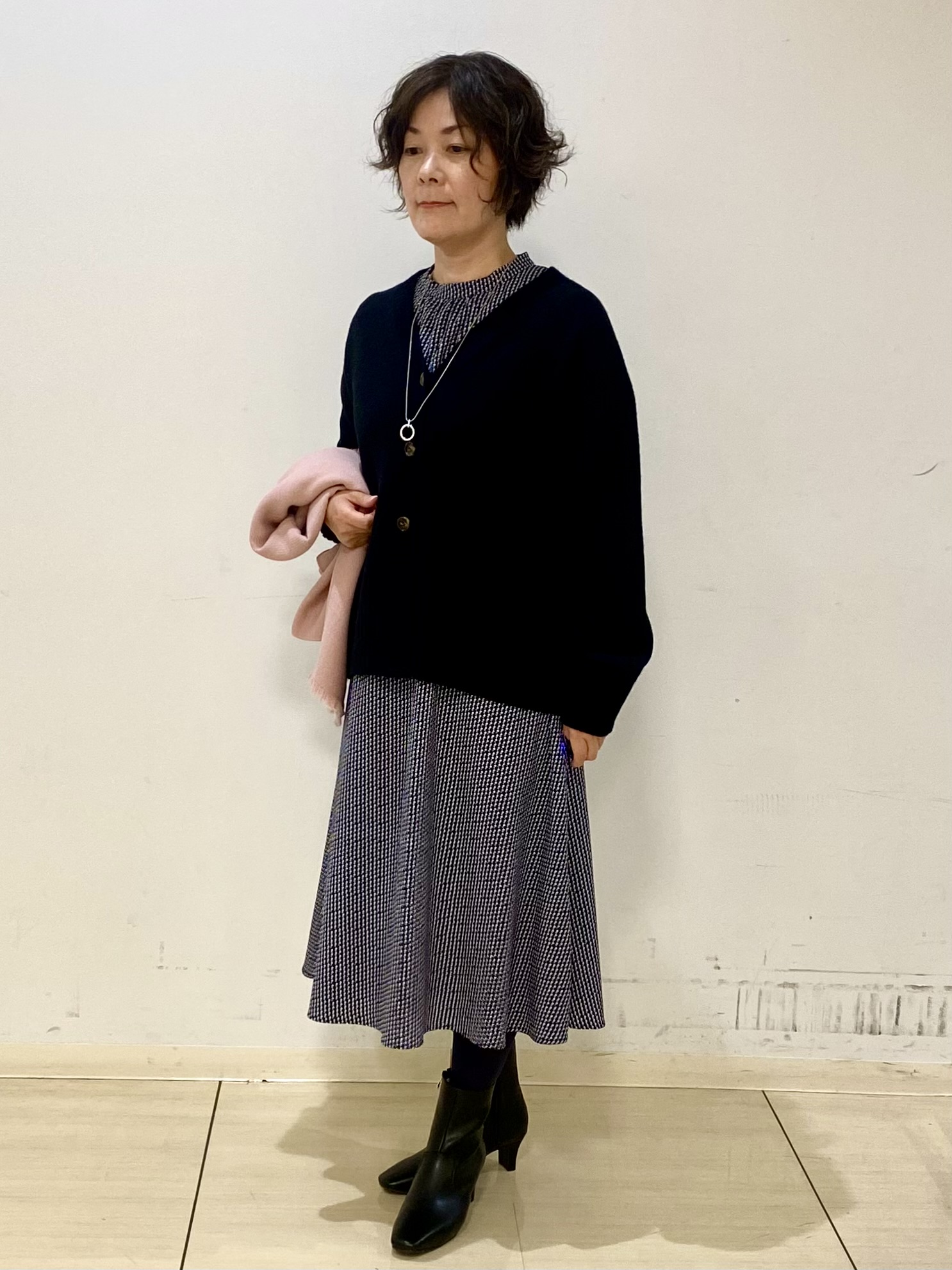 oharaさんの「Reflect｜【SS-4Lサイズ／通勤】変形ドット柄プリントワンピース」を使ったコーディネート